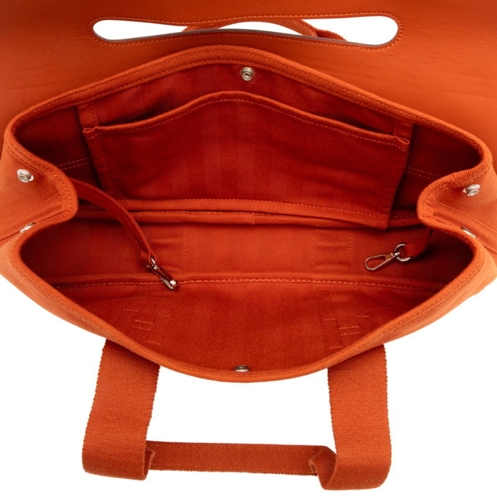 Hermes Orange Toile Chevron Leather Handbag (Pre-Owned)