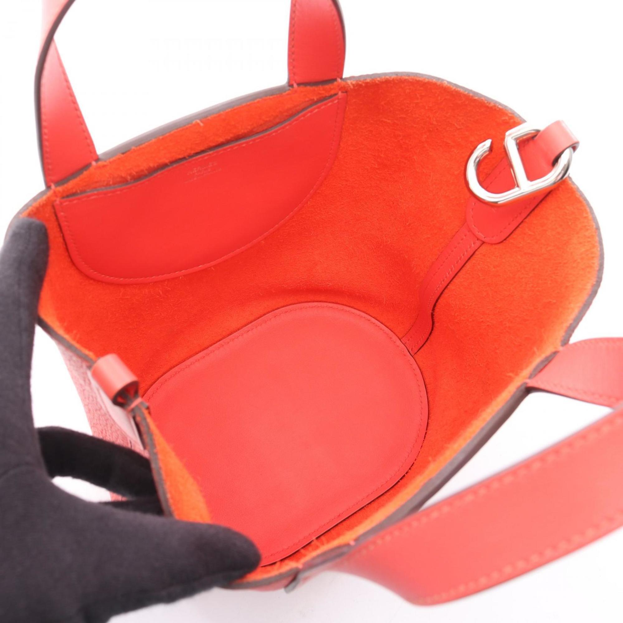 Hermes Red Color Taurillon Clemence Leather Handbag (Pre-Owned)