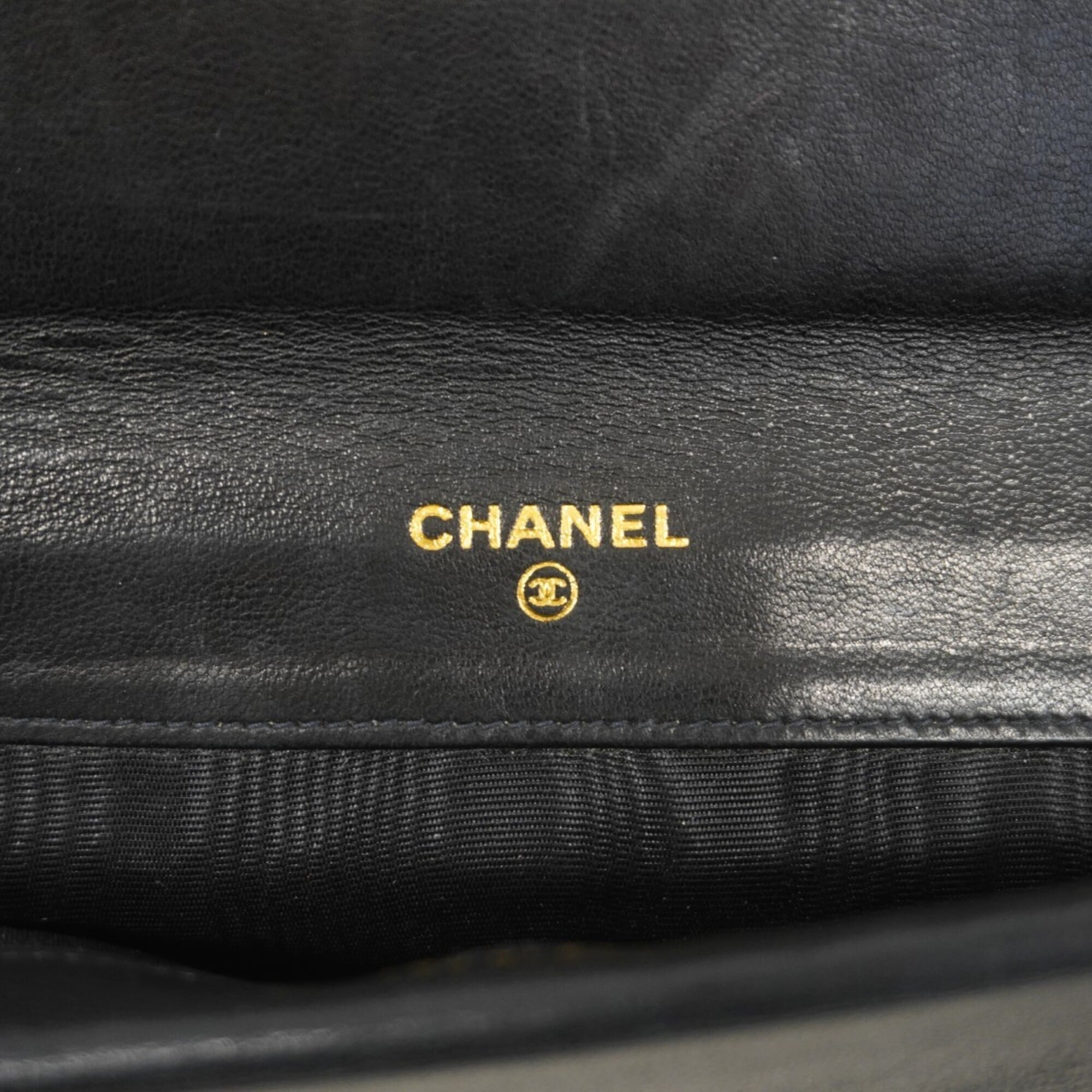 Chanel Black Leather Long Bill Wallet (Bi-Fold) (Pre-Owned)