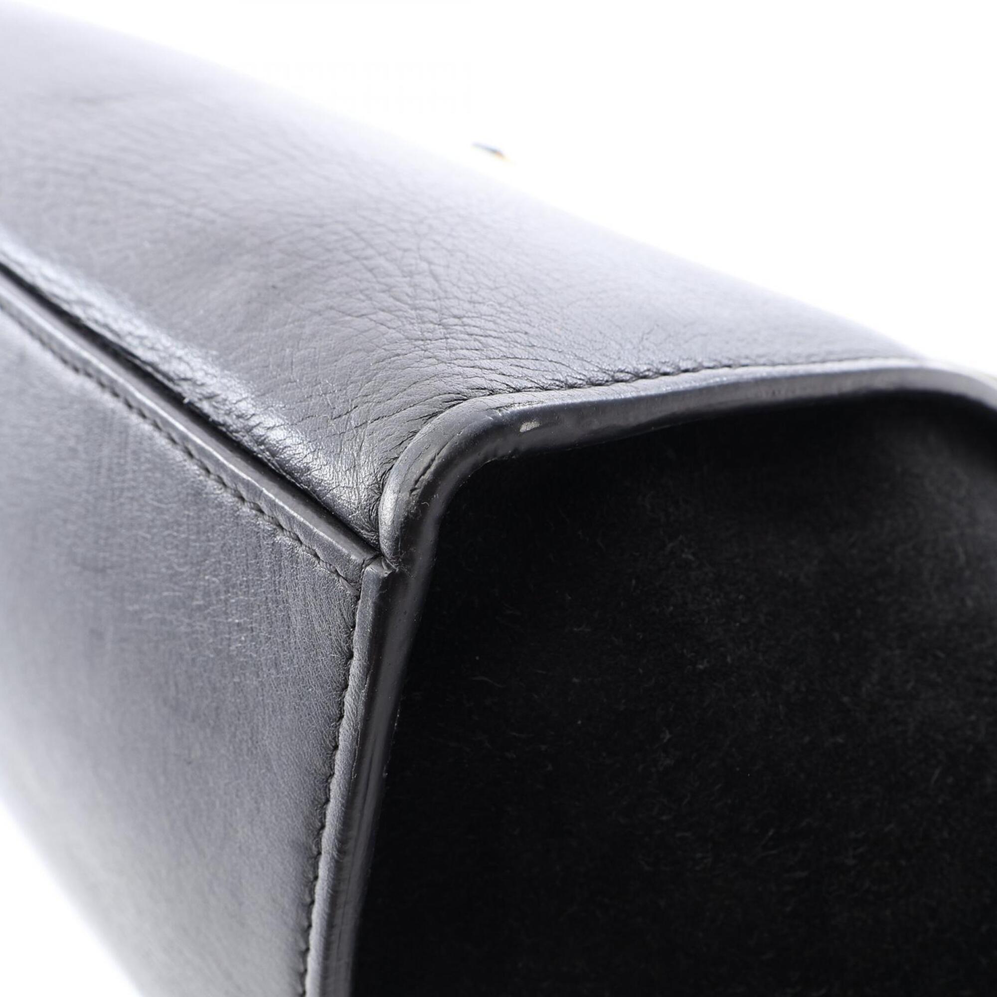 Celine Black White Leather Suede Handbag (Pre-Owned)