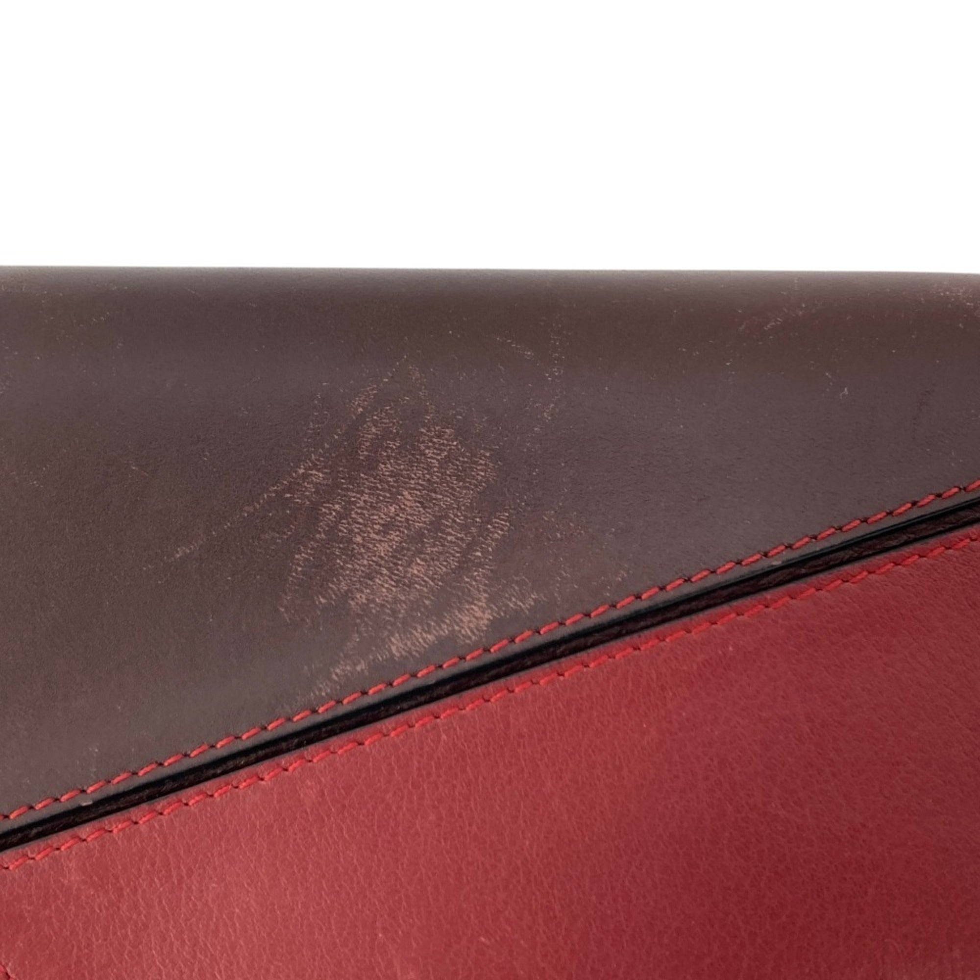 Loewe Brown Orange Red Color Leather Long Wallet (Bi-Fold) (Pre-Owned)