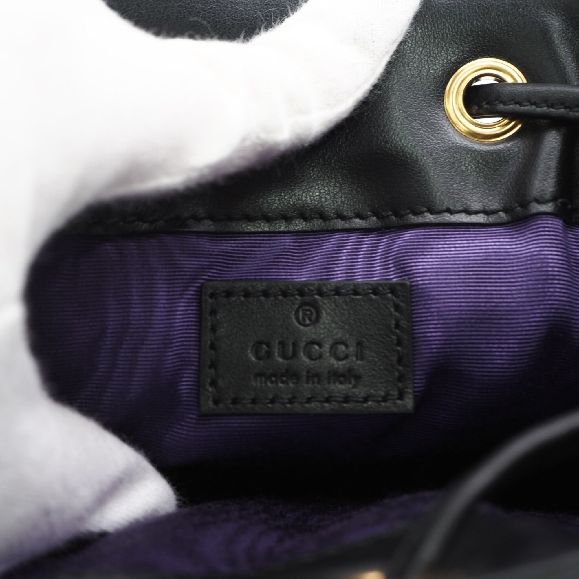 Gucci Black Purple Nylon Leather Shoulder Bag (Pre-Owned)