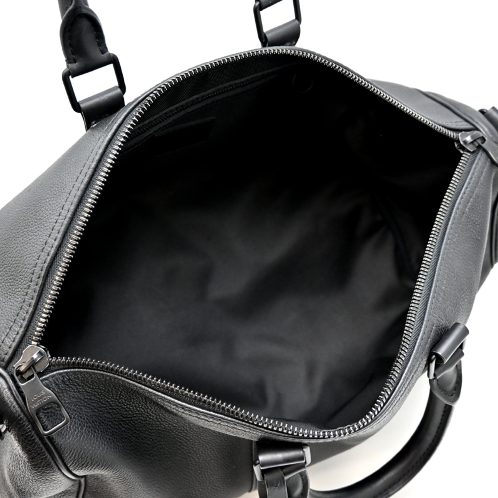 Louis Vuitton Black Noir Leather Damier Canvas Boston Bag (Pre-Owned)
