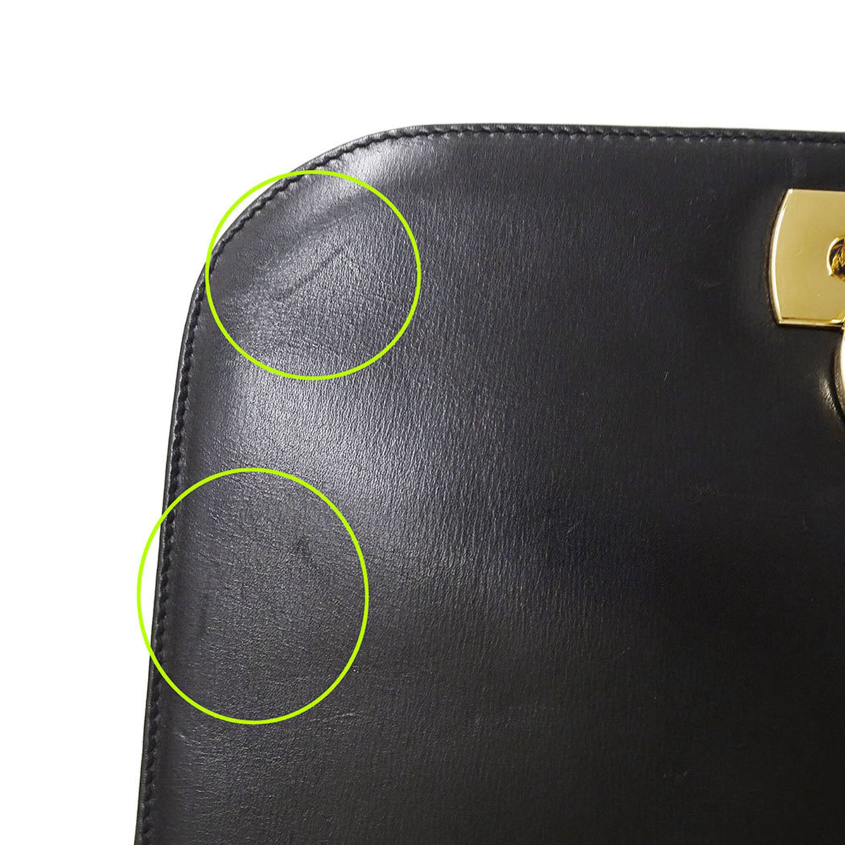 Salvatore Ferragamo Black Leather Clutch Bag Handbag Shoulder Bag (Pre-Owned)