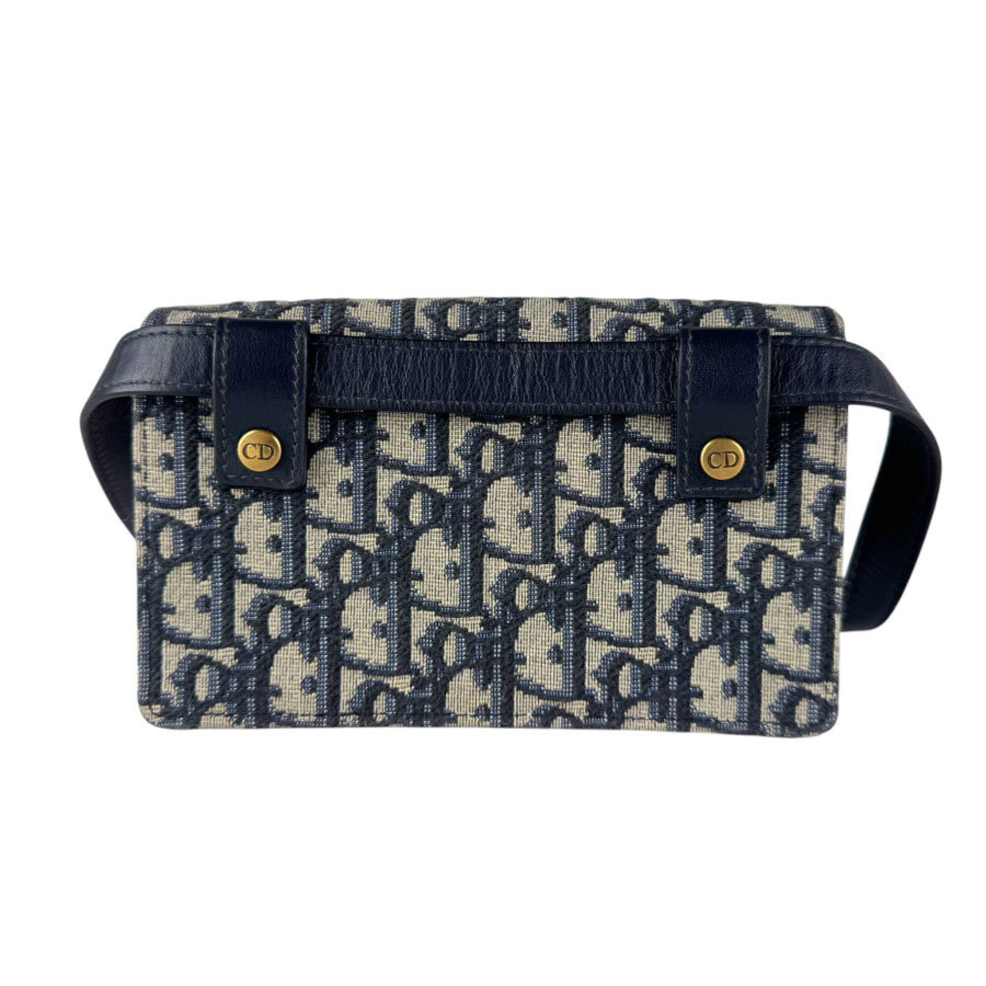 Christian Dior Navy Canvas Leather Sling Bag (Pre-Owned)