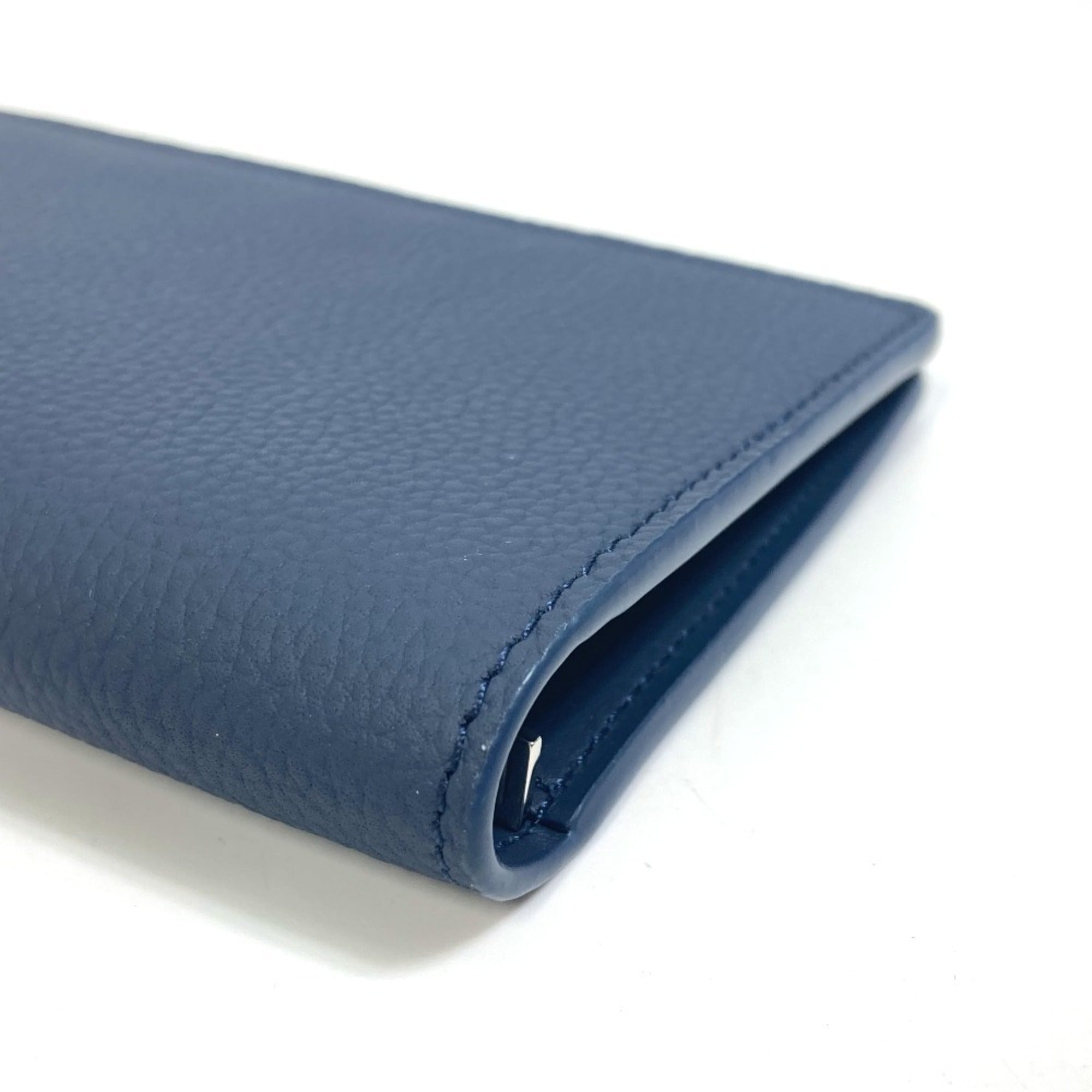 Louis Vuitton Navy Leather Long Wallet (Bi-Fold) (Pre-Owned)