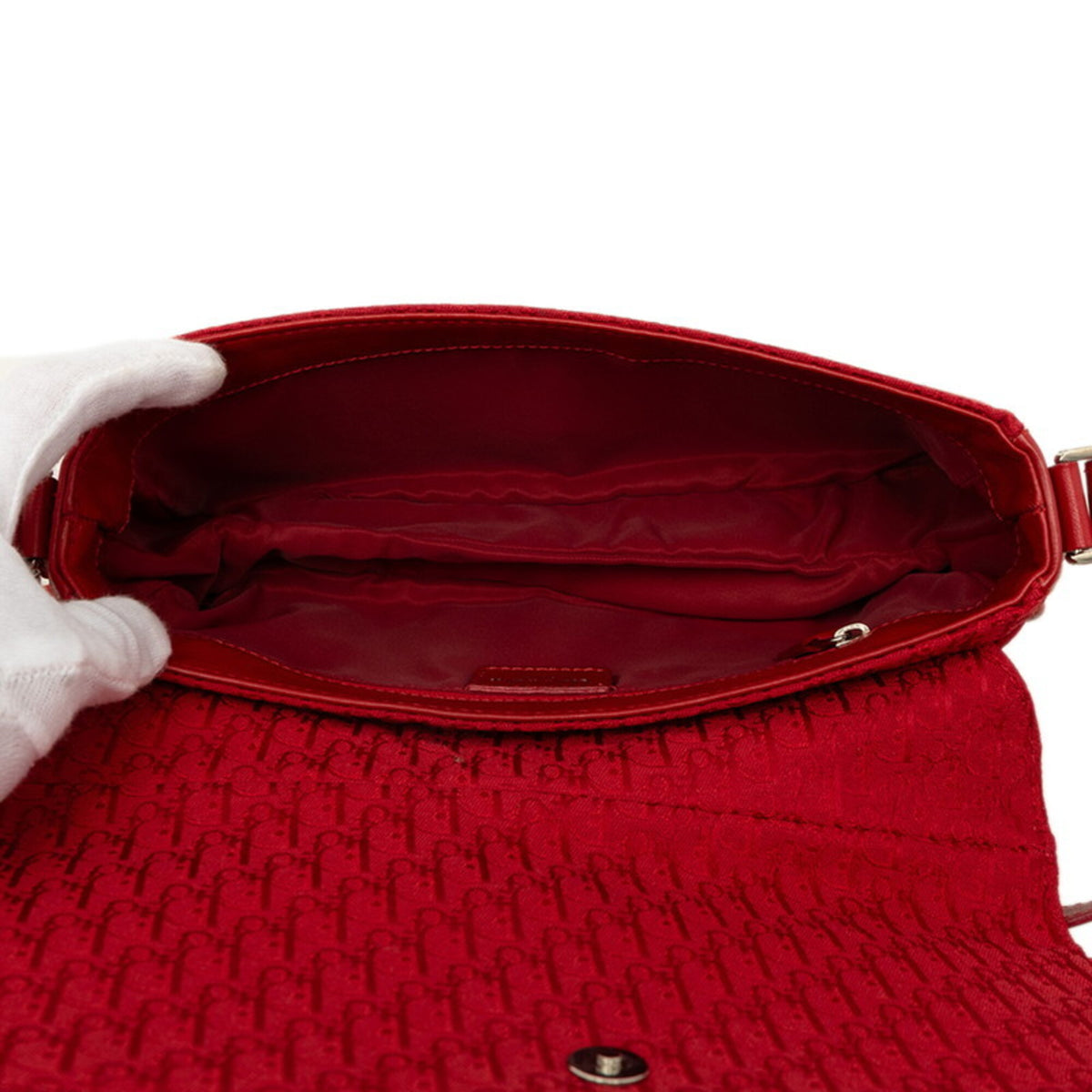 Christian Dior Red Color Canvas Leather Handbag Shoulder Bag (Pre-Owned)