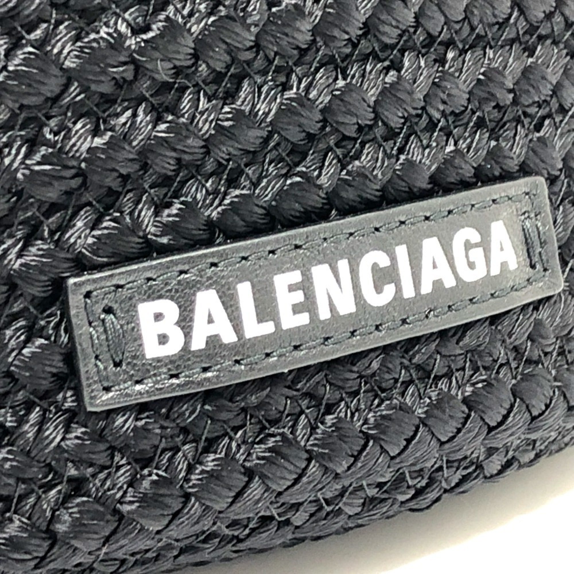 Balenciaga Black Nylon Leather Handbag Tote Bag (Pre-Owned)