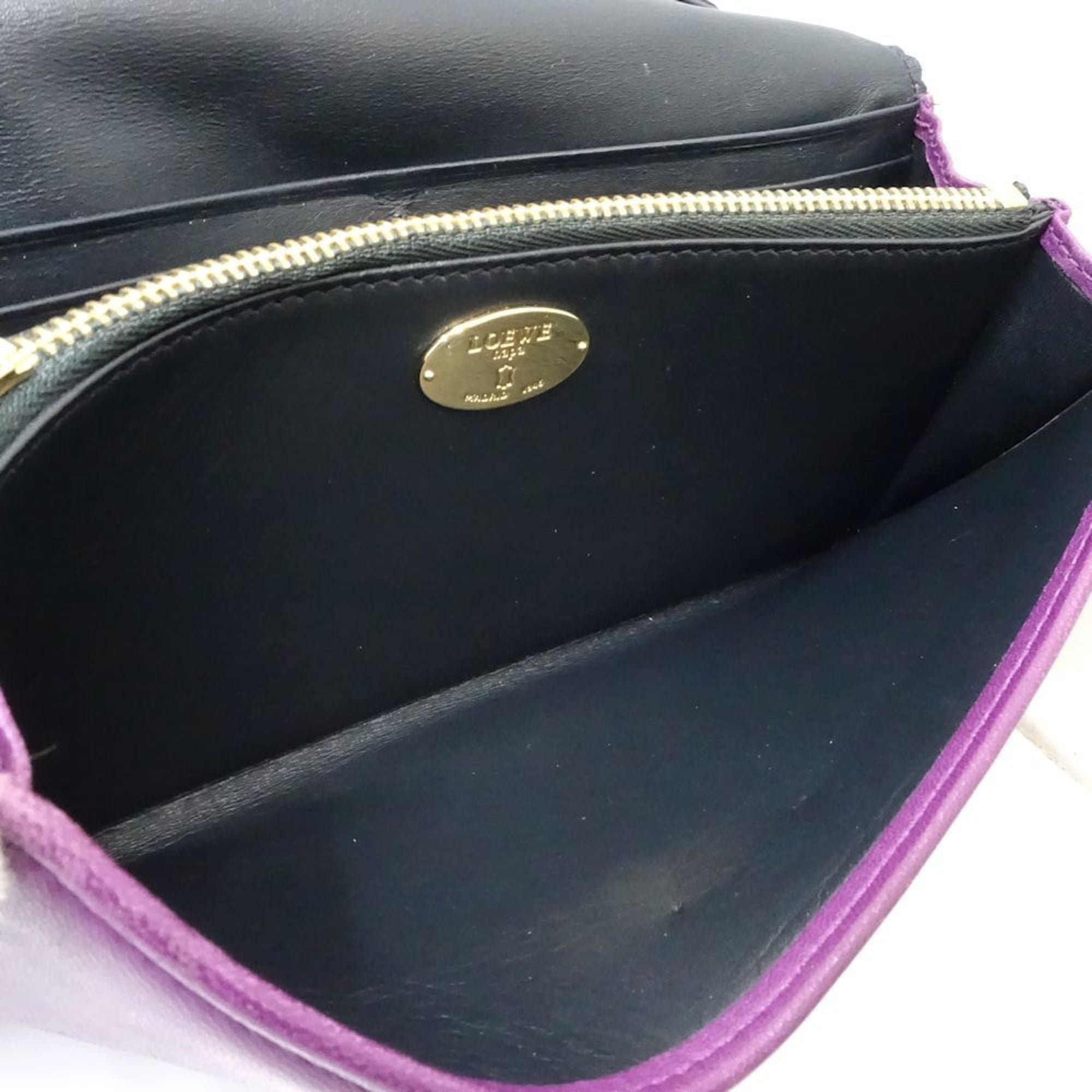 Loewe Purple Leather Long Wallet (Bi-Fold) (Pre-Owned)