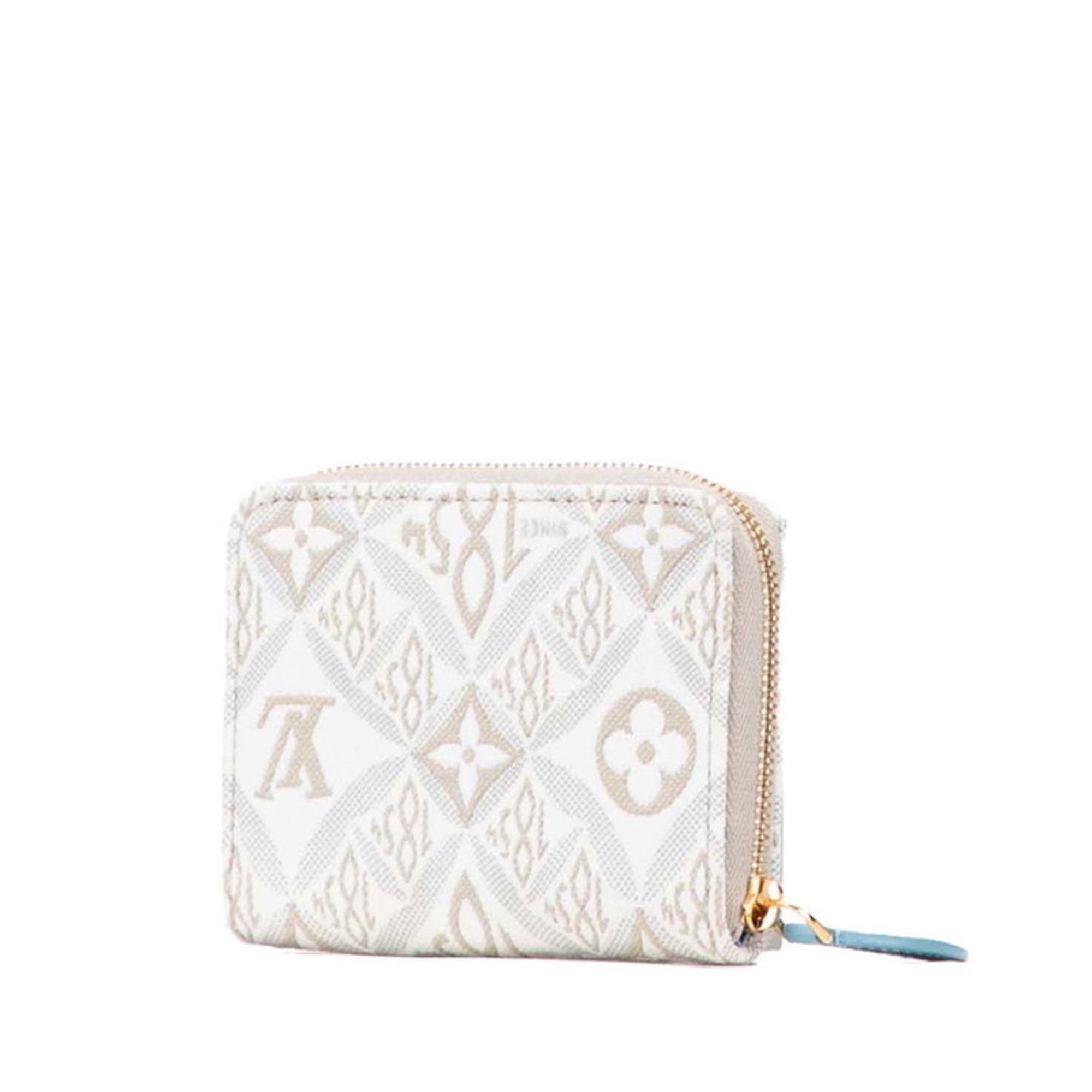 Louis Vuitton Monogram Beige White Canvas Leather Coin Purse/Coin Case (Pre-Owned)