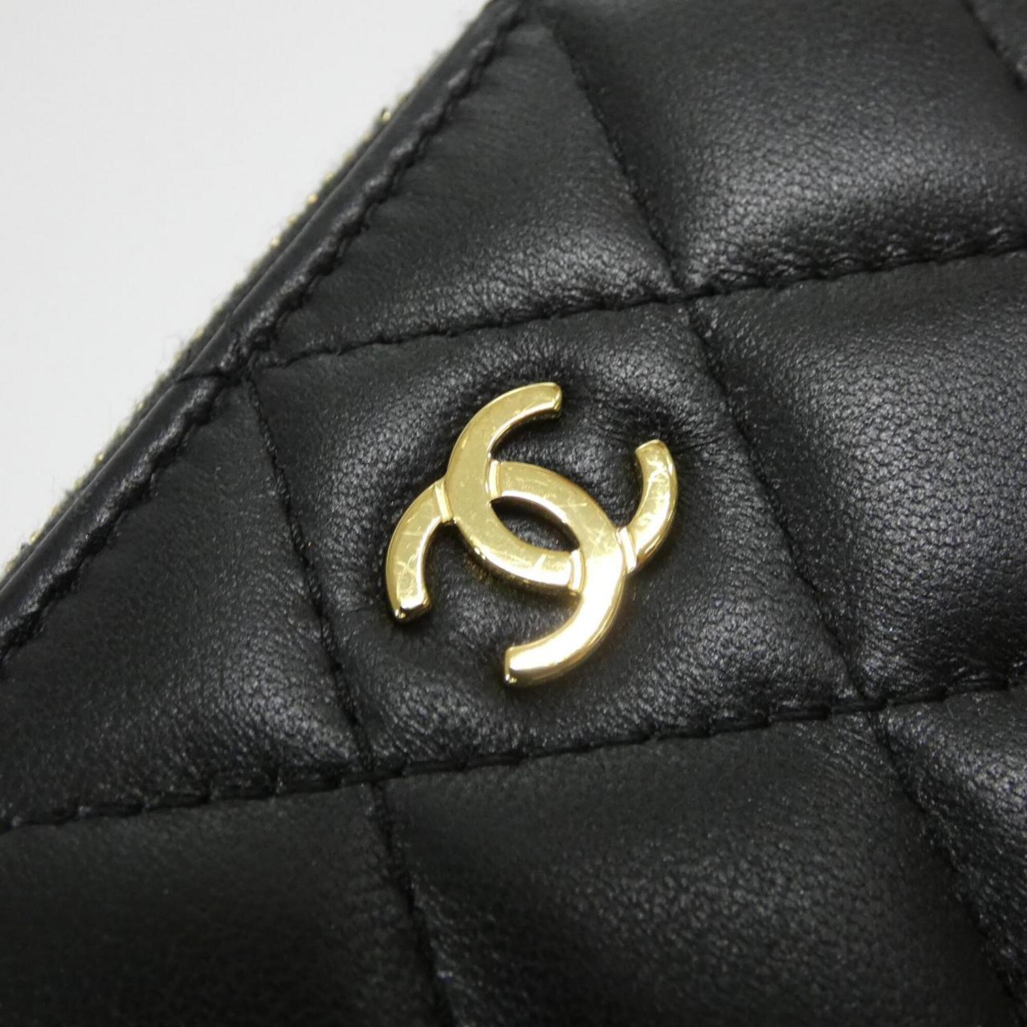 Chanel Black Leather Coin Purse/Coin Case (Pre-Owned)
