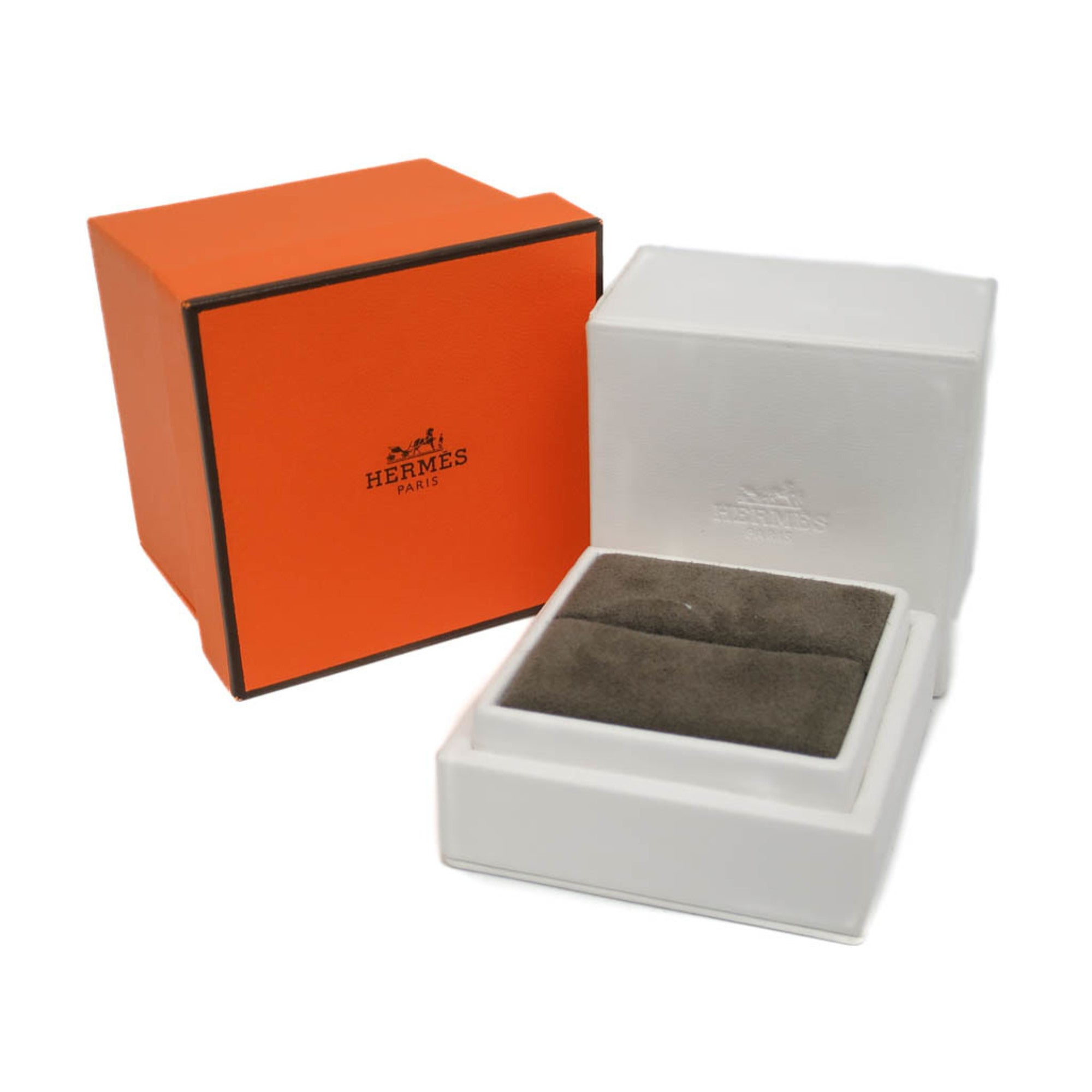 Hermes Ariane Wedding Band Ring 18K White Gold Silver White_Gold Ring Jewelry (Pre-Owned)