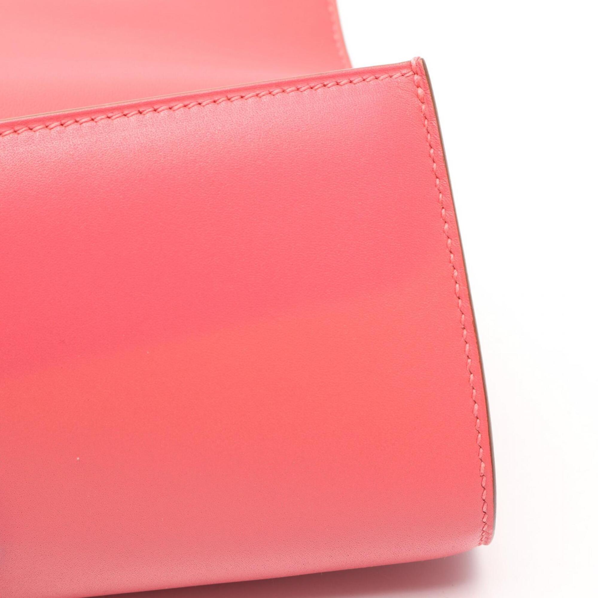 Hermes Pink Tadelakt Leather Clutch Bag Handbag (Pre-Owned)