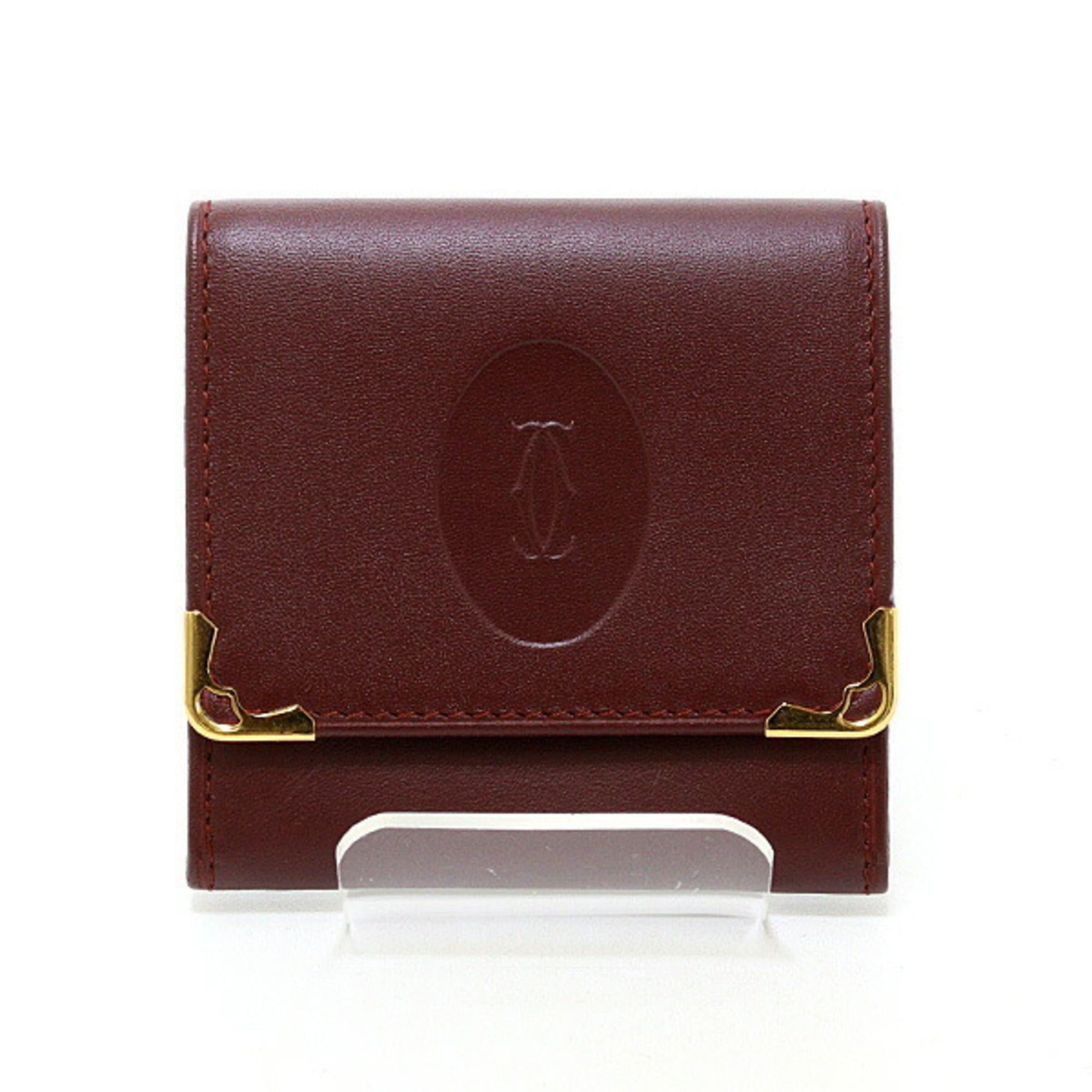 Cartier Must Bordeaux Leather Coin Purse/Coin Case (Pre-Owned)