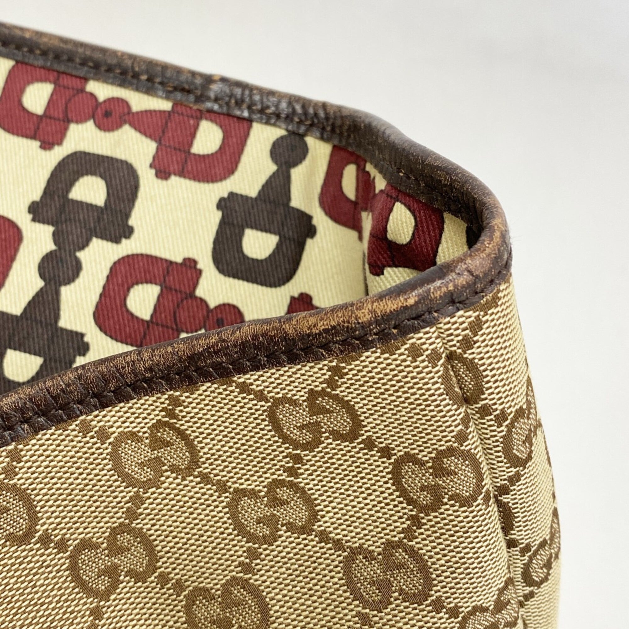 Gucci Beige Brown Canvas Tote Bag (Pre-Owned)