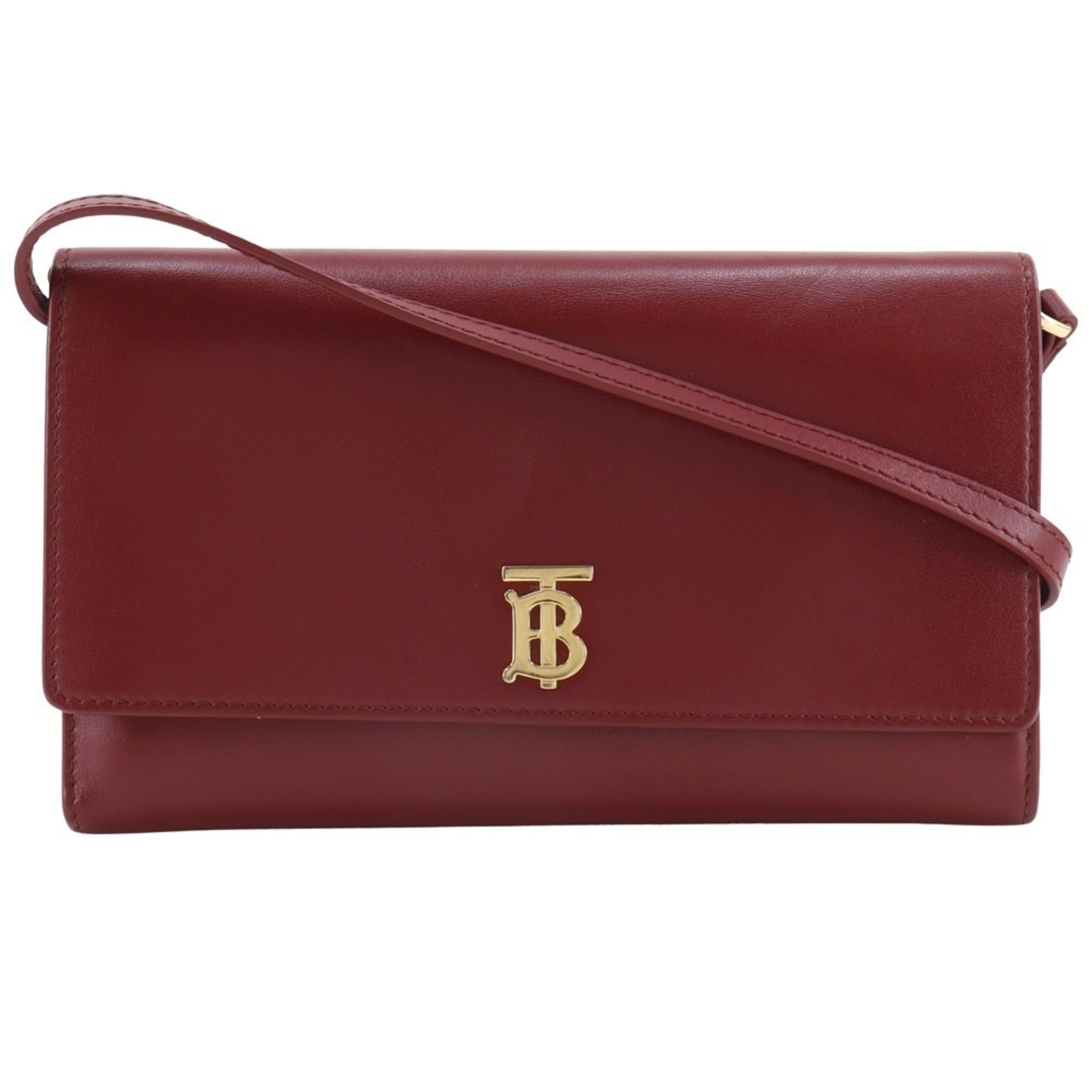 Burberry Red Color Leather Shoulder Bag (Pre-Owned)