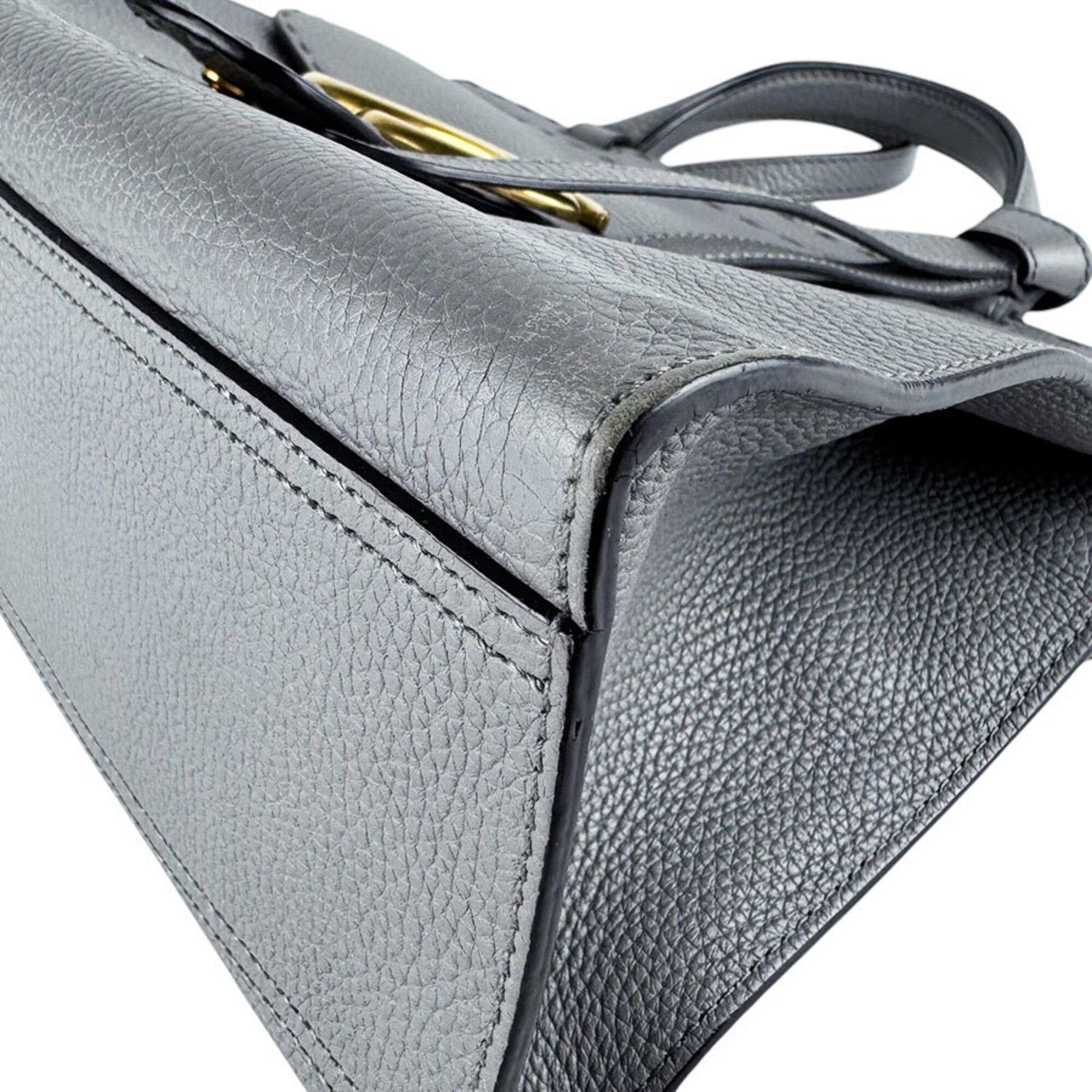 Gucci Gray Leather Handbag Shoulder Bag (Pre-Owned)