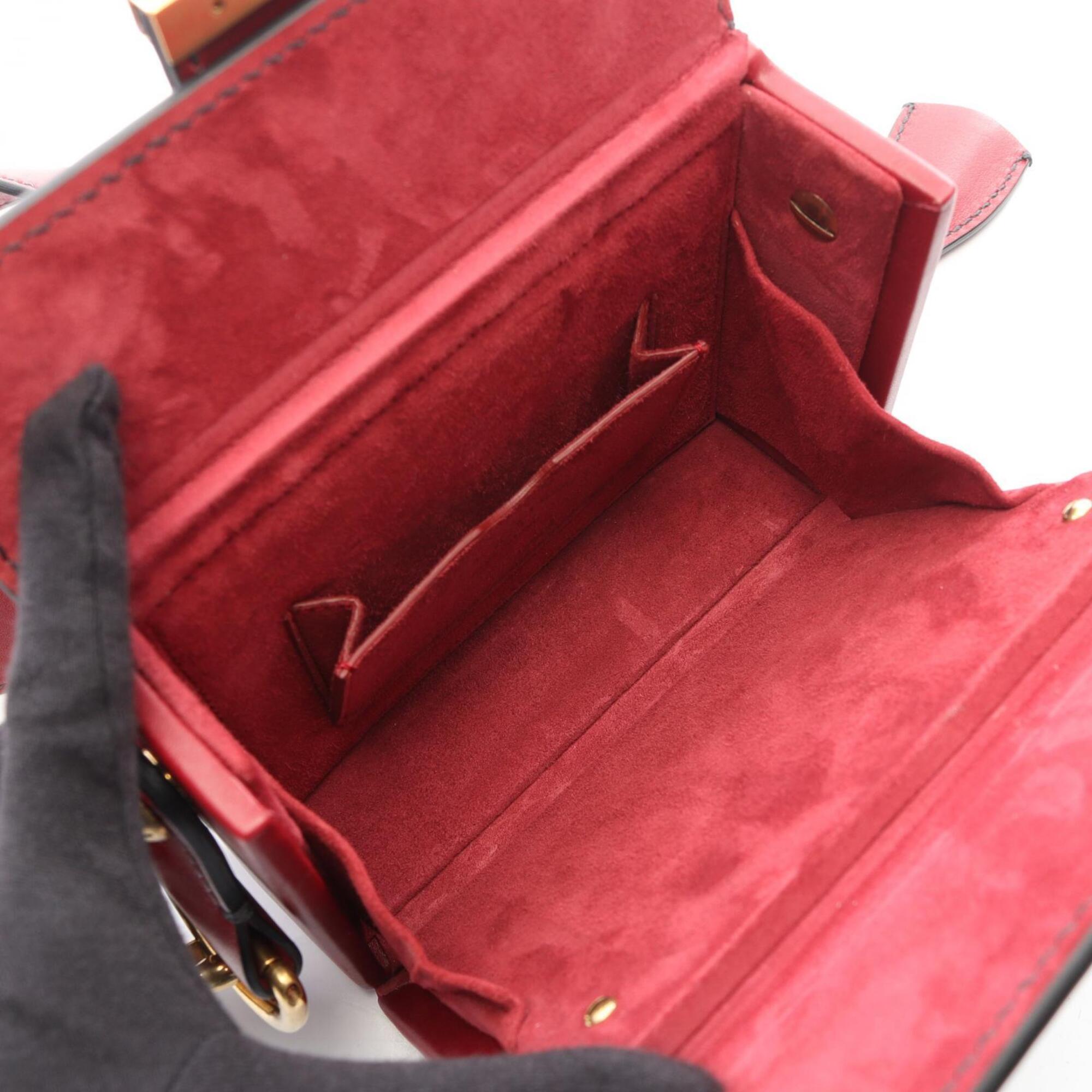 Christian Dior Red Color Leather Handbag Shoulder Bag (Pre-Owned)