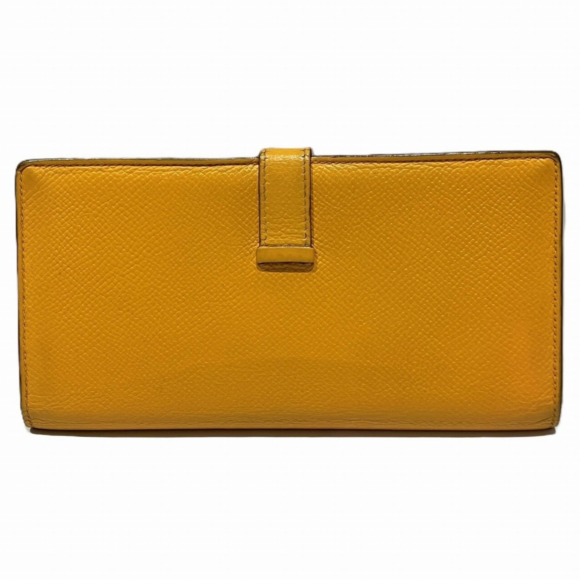 Hermes Bearn Soufre Yellow Epsom Leather Long Wallet (Bi-Fold) (Pre-Owned)