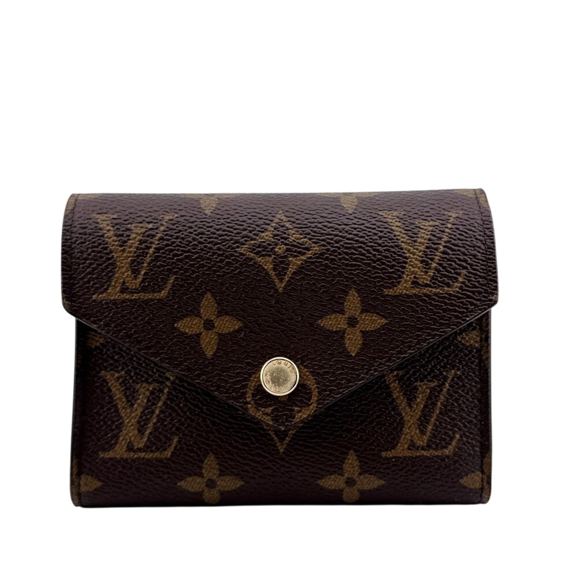 Louis Vuitton Monogram Brown Leather Wallet (Tri-Fold) (Pre-Owned)