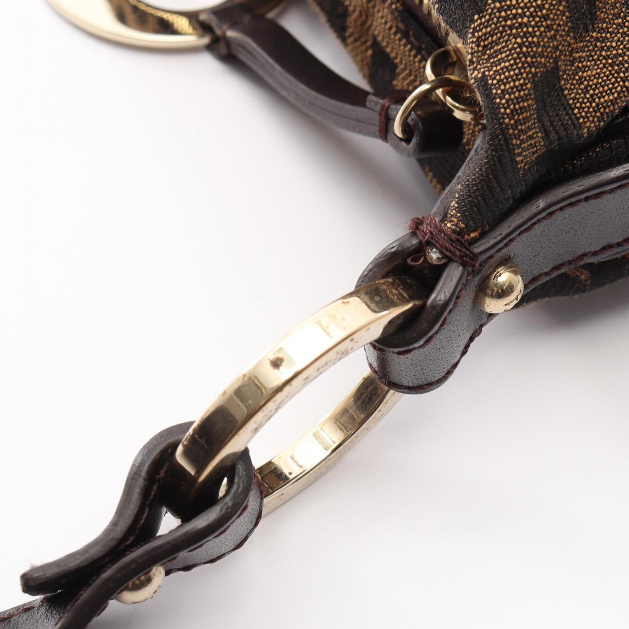 Fendi Brown Canvas Leather Handbag Shoulder Bag (Pre-Owned)