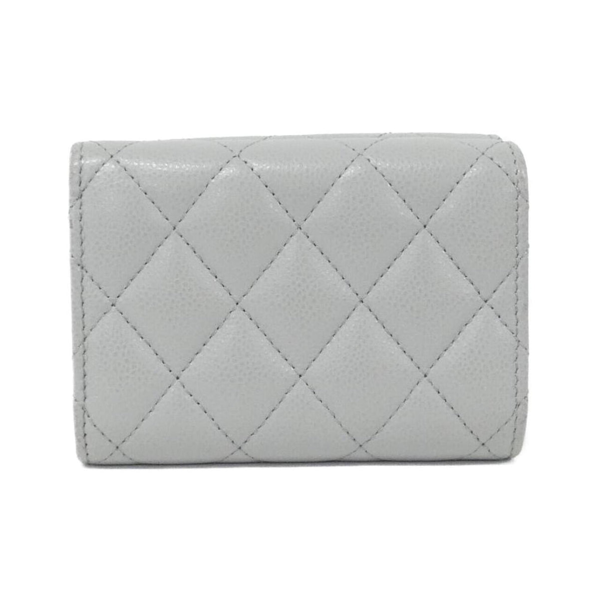 Chanel Gray Grained Calfskin Wallet (Tri-Fold) (Pre-Owned)
