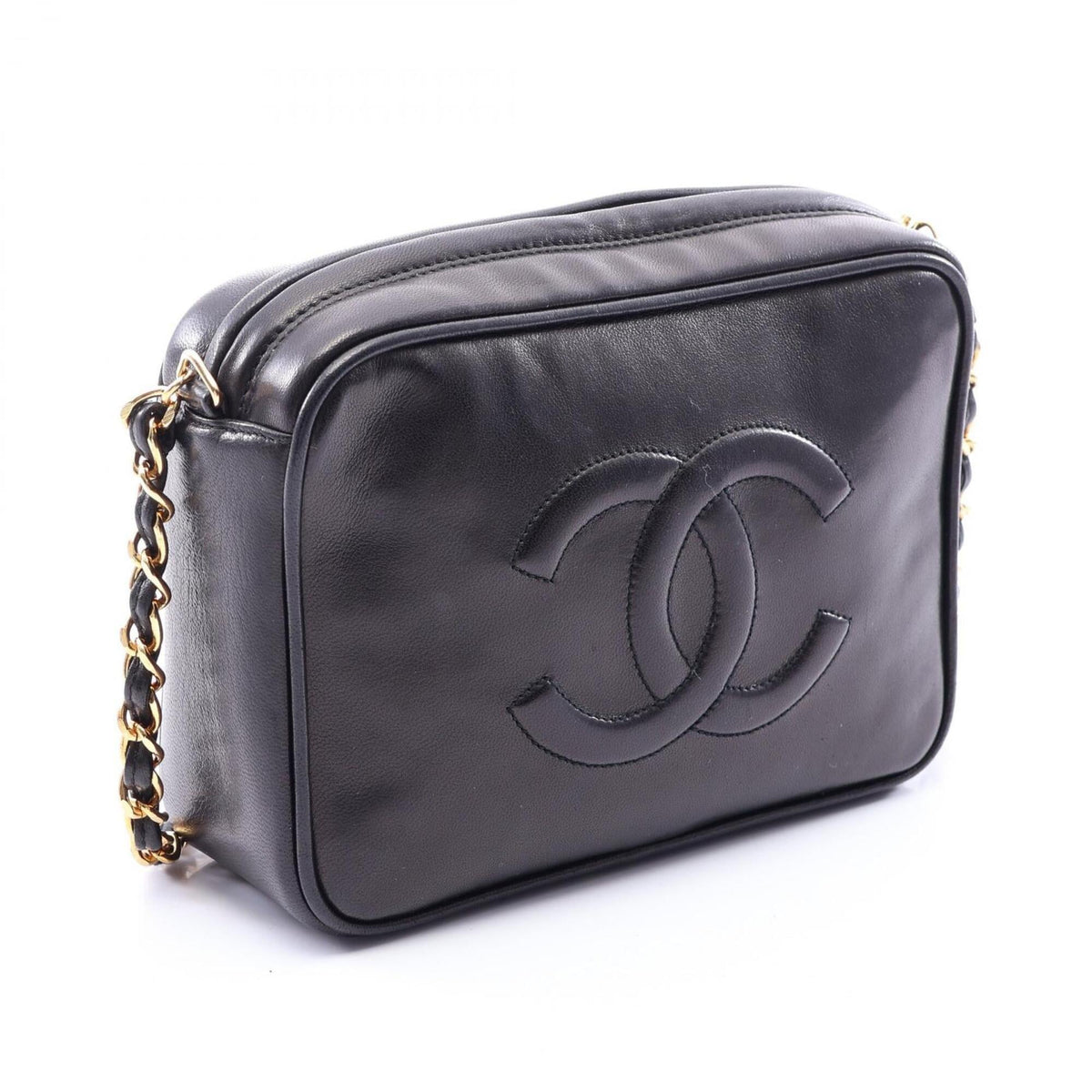 Chanel Black Leather Handbag Shoulder Bag (Pre-Owned)