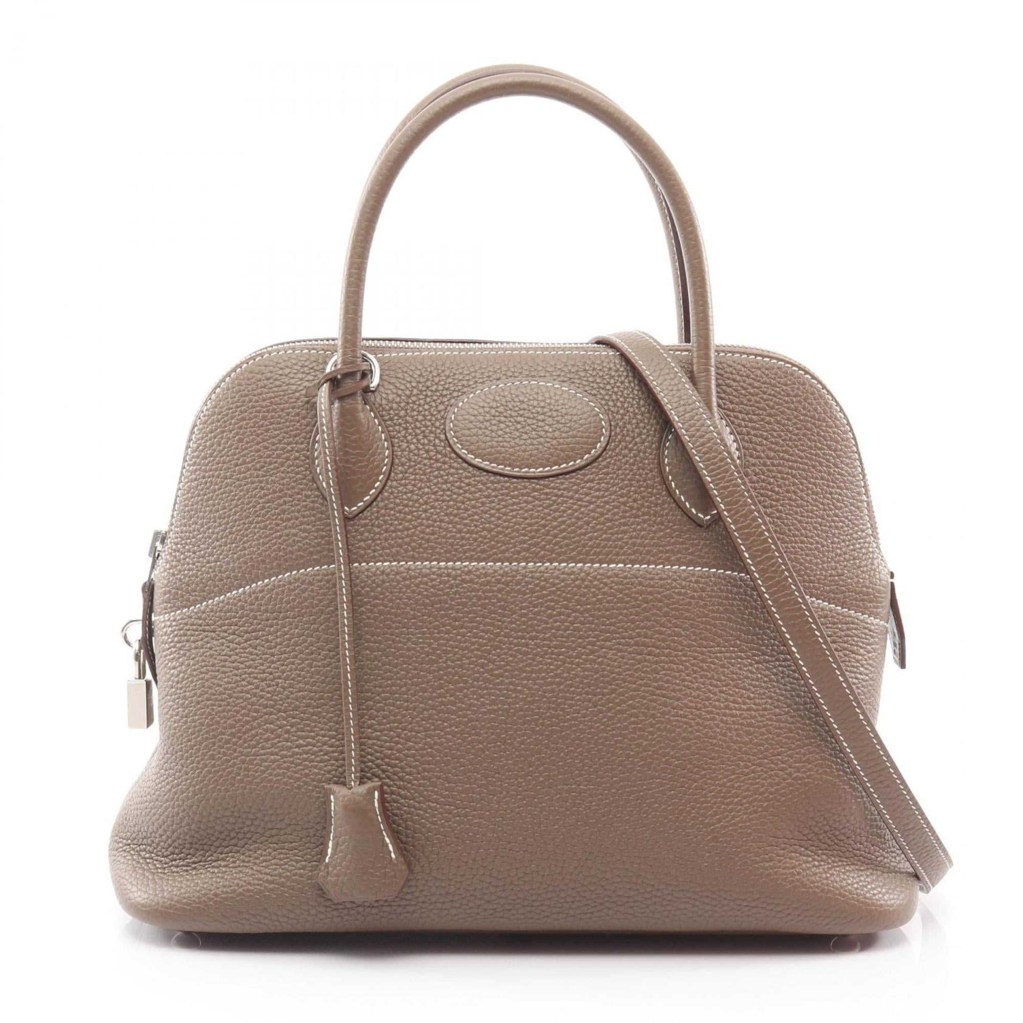 Hermes Bolide Etoupe Gray Gray Taurillon Clemence Leather Handbag (Pre-Owned)