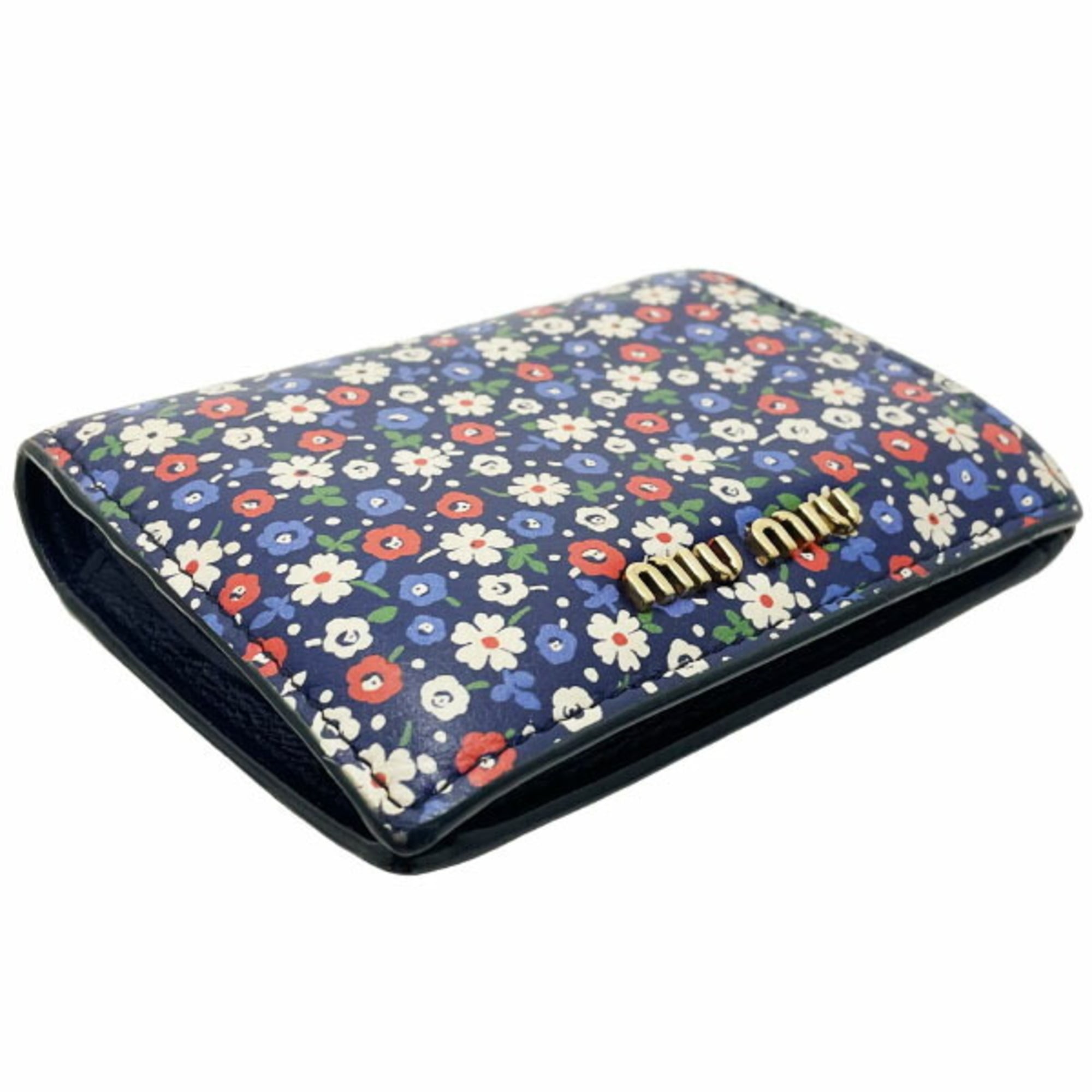 Miu Miu Multi-Color Navy Leather Wallet (Bi-Fold) (Pre-Owned)