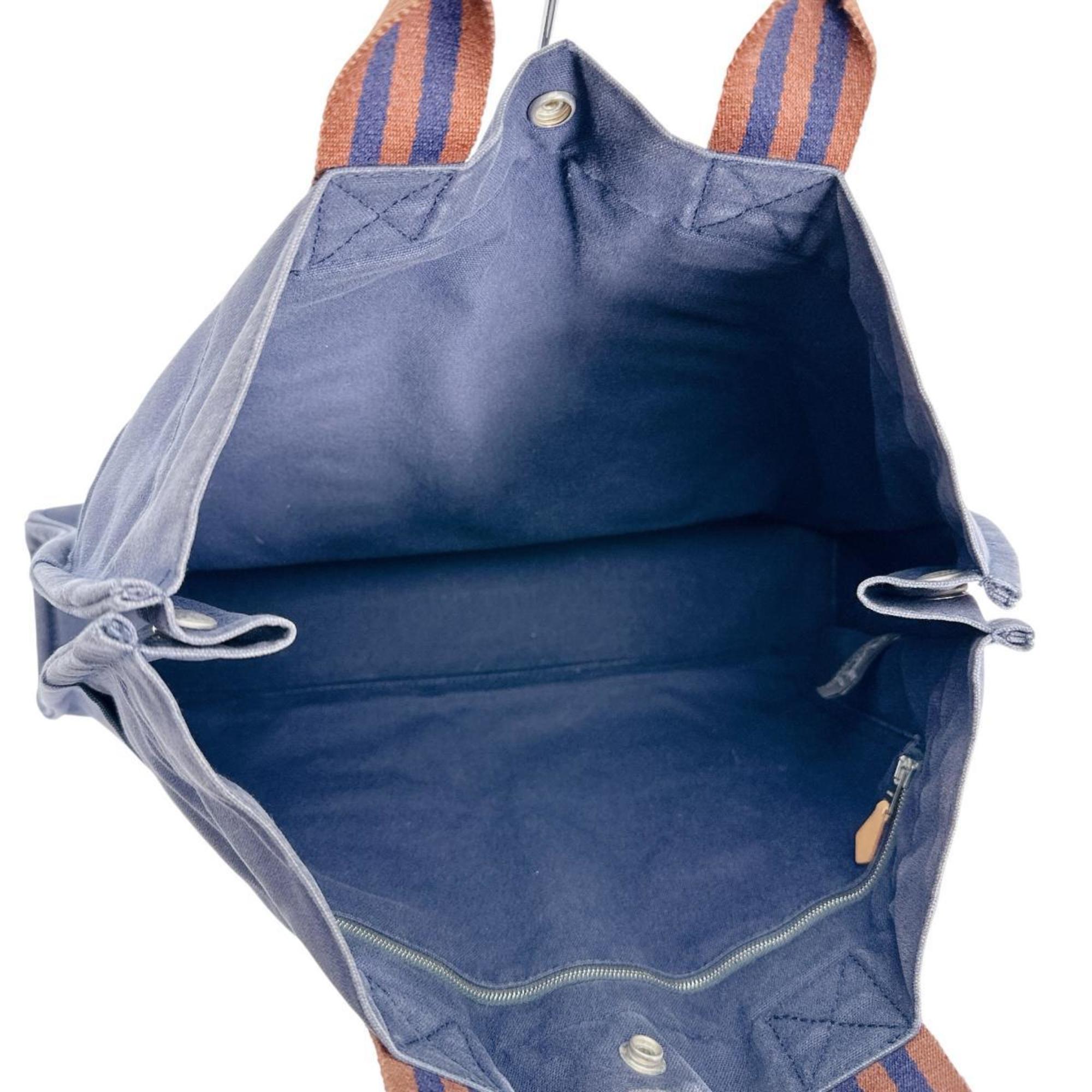 Hermes Navy Cotton Handbag Tote Bag (Pre-Owned)