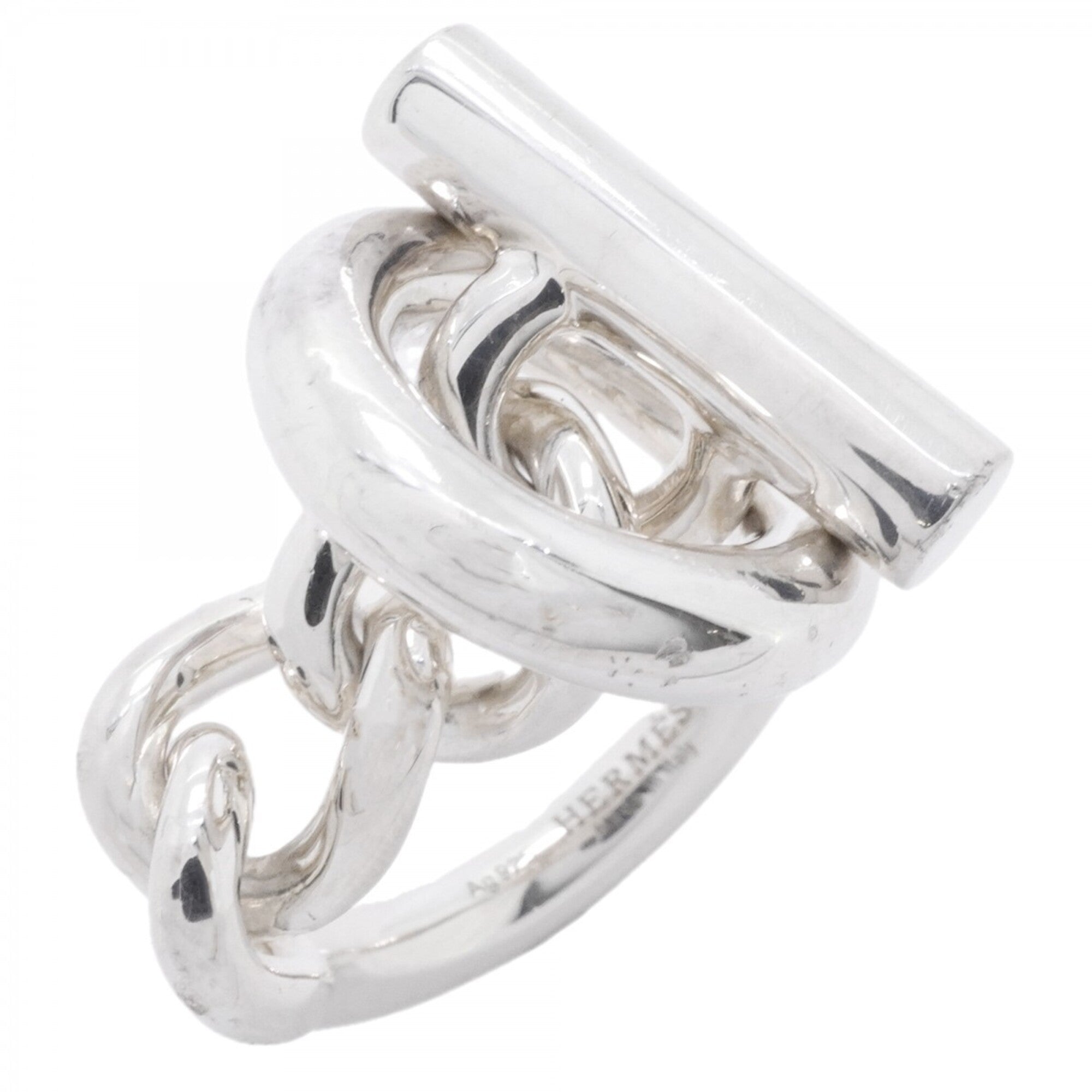Hermes Silver 925 Band Ring (Pre-Owned)