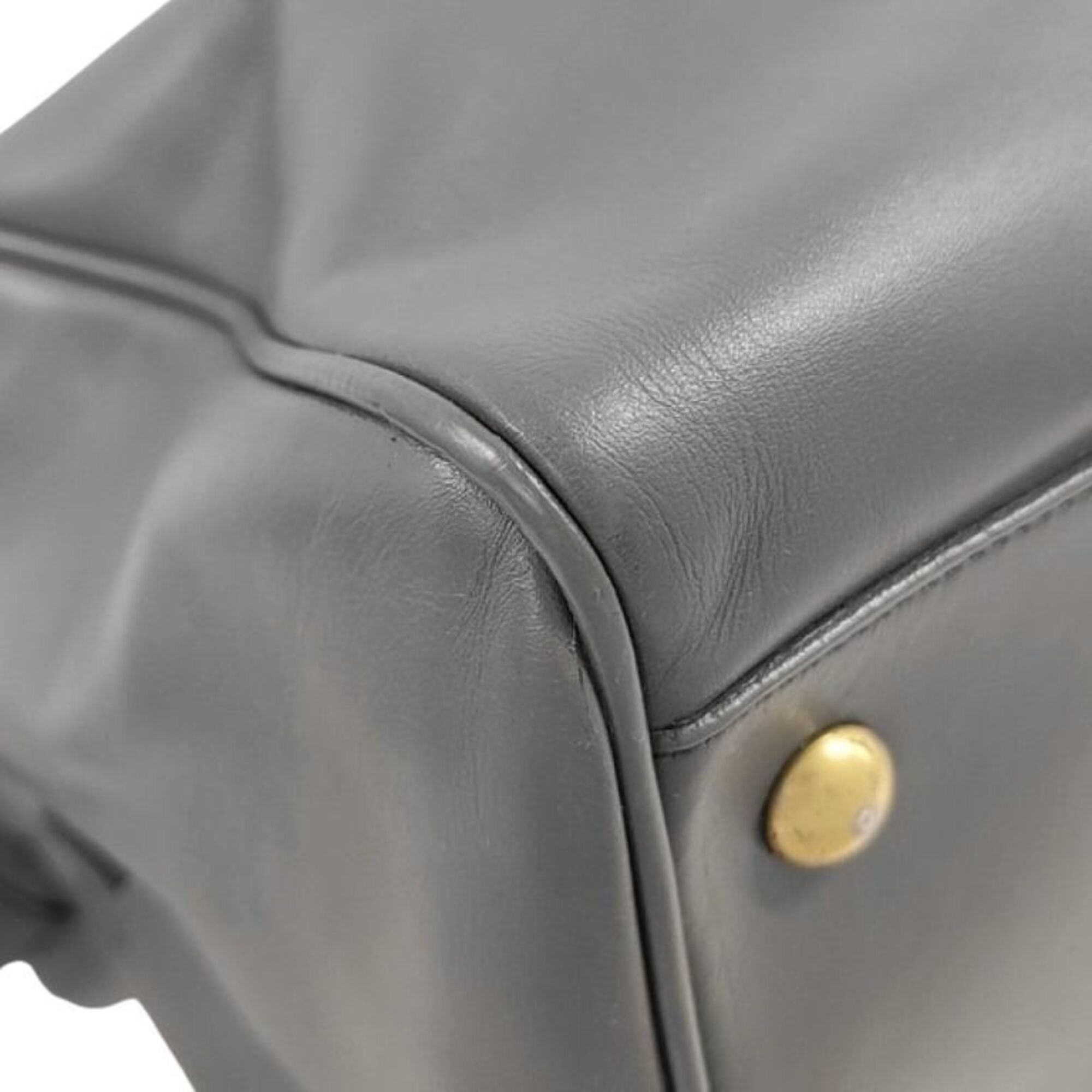 Yves Saint Laurent Gray Leather Boston Bag Handbag Shoulder Bag (Pre-Owned)
