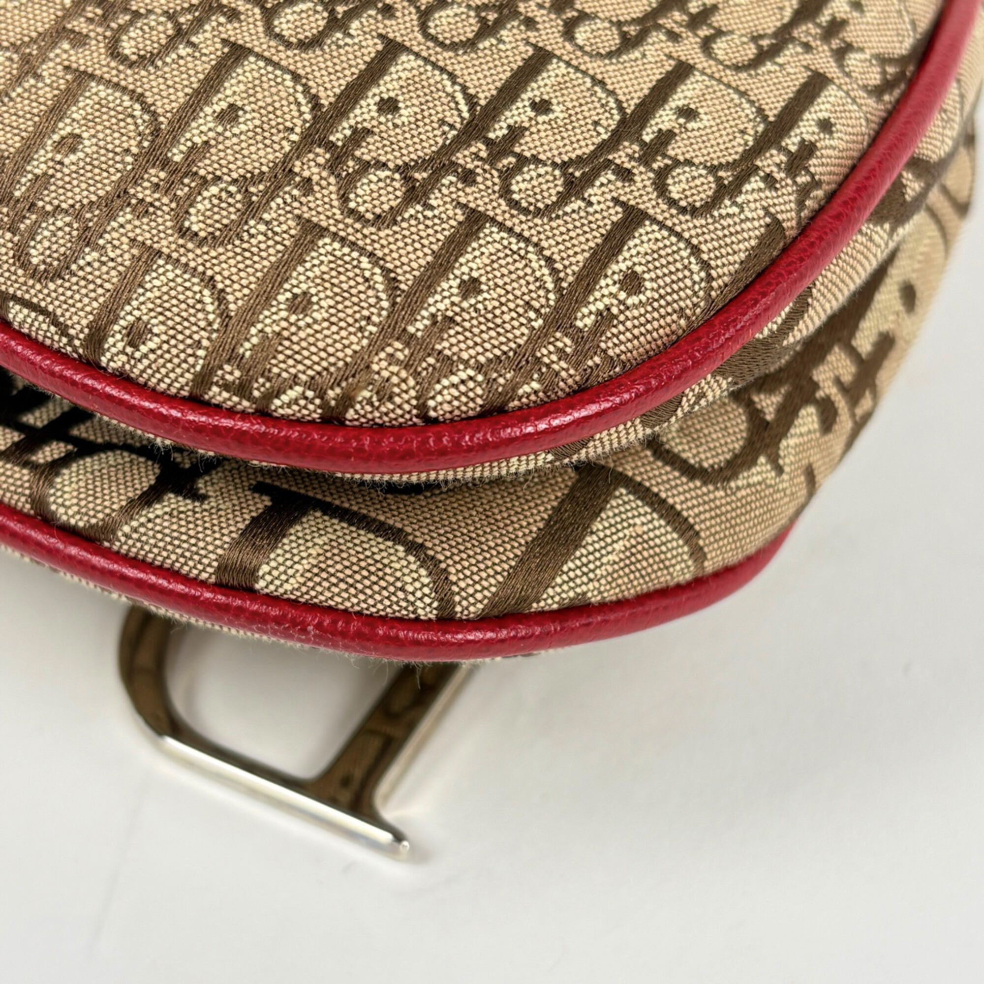 Christian Dior Rasta Brown Multi-Color Canvas Leather Saddle Bag Shoulder Bag (Pre-Owned)
