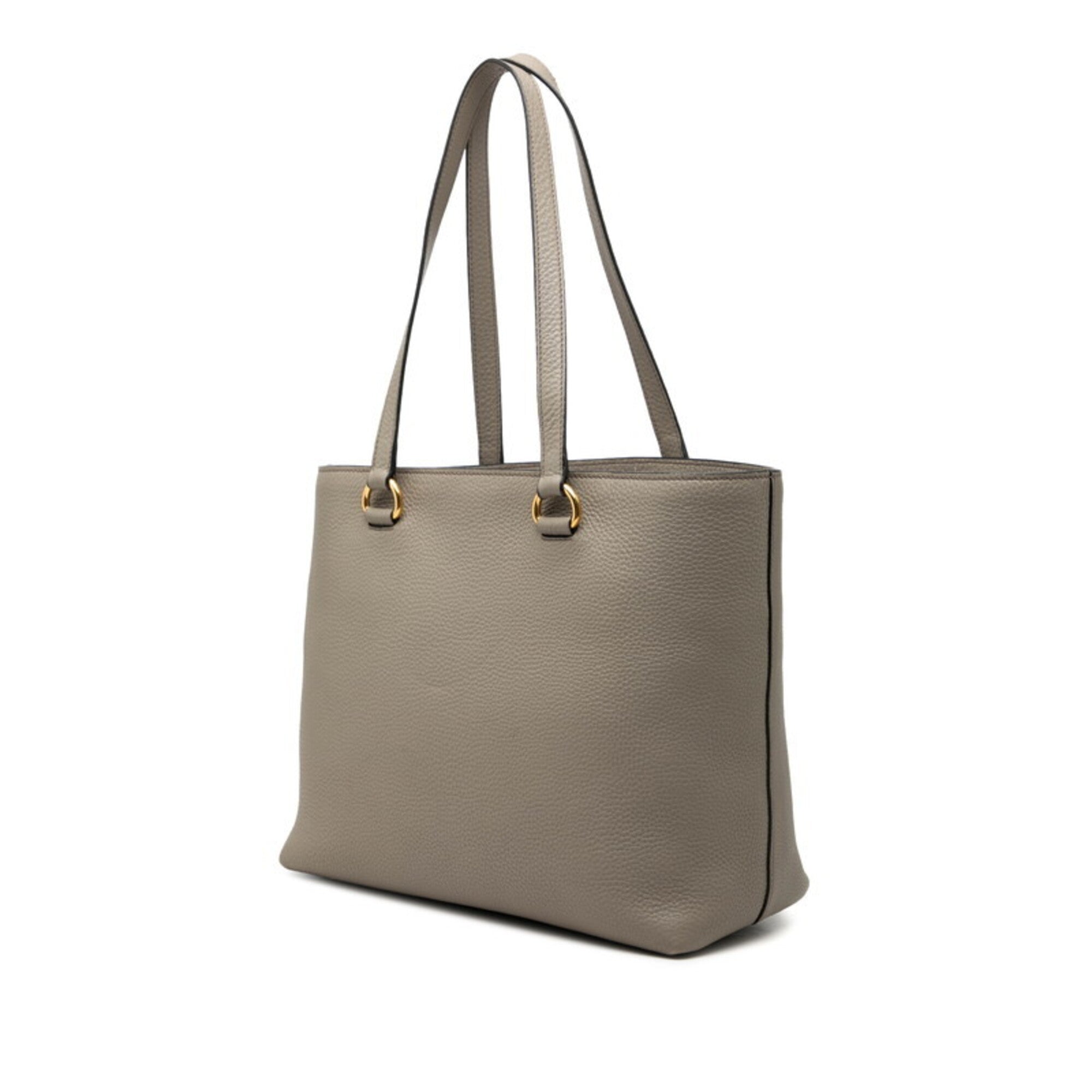 Prada Gray Leather Shoulder Bag Tote Bag (Pre-Owned)