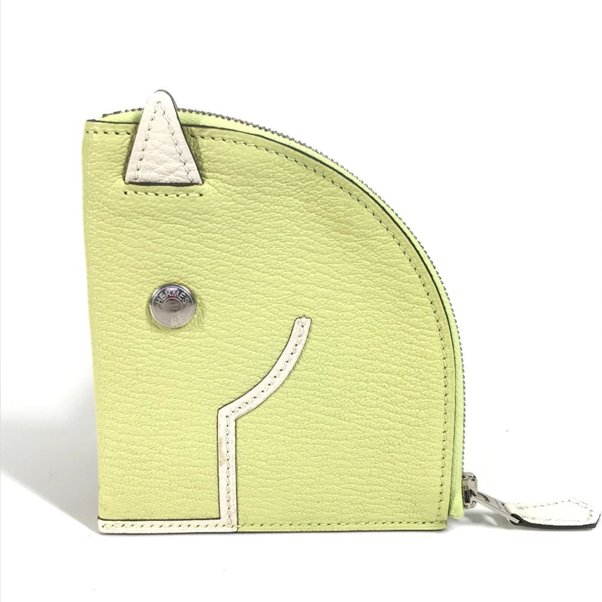 Hermes Yellow Chevre Leather Coin Purse/Coin Case (Pre-Owned)