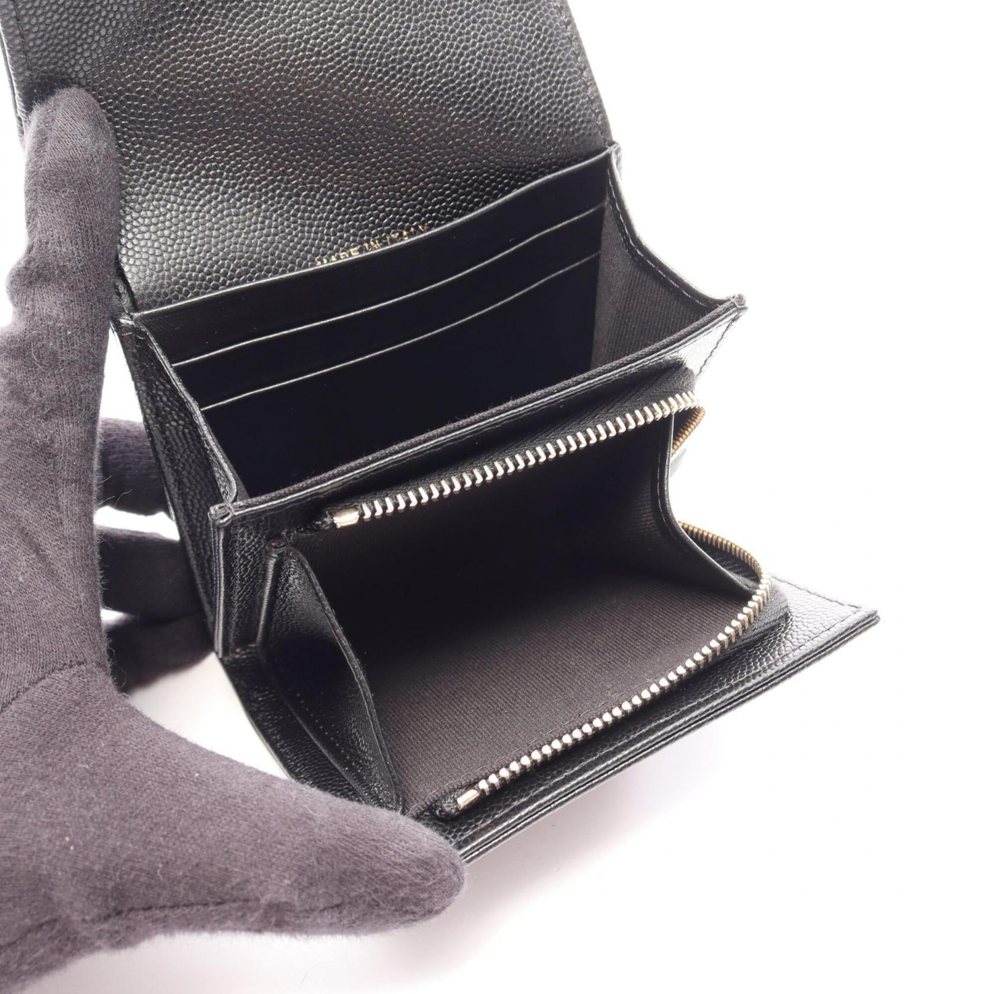 Chanel Black Grained Calfskin Wallet (Bi-Fold) (Pre-Owned)