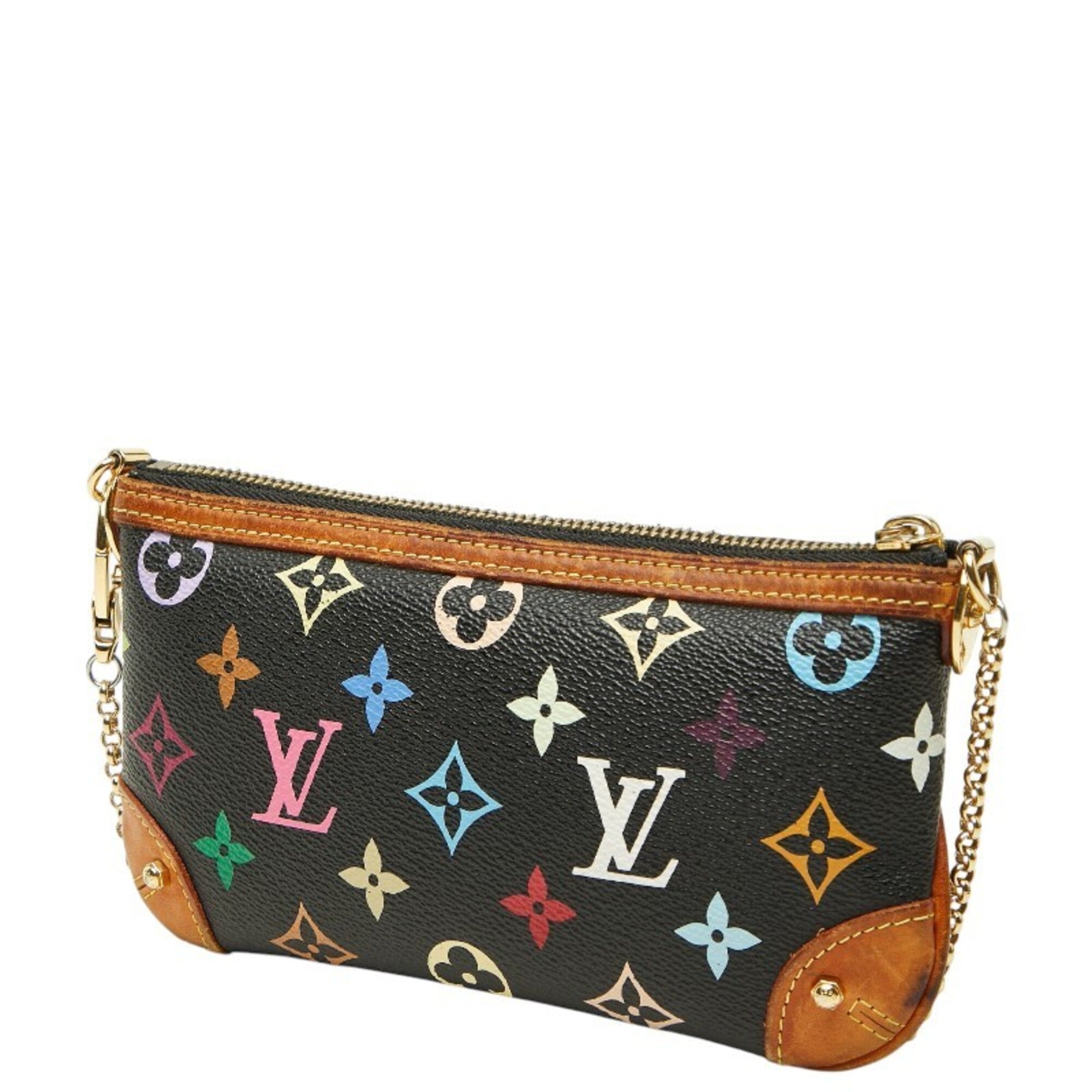 Louis Vuitton Black Monogram Multi-Color Noir Pvc Handbag Pochette Pouch (Pre-Owned)