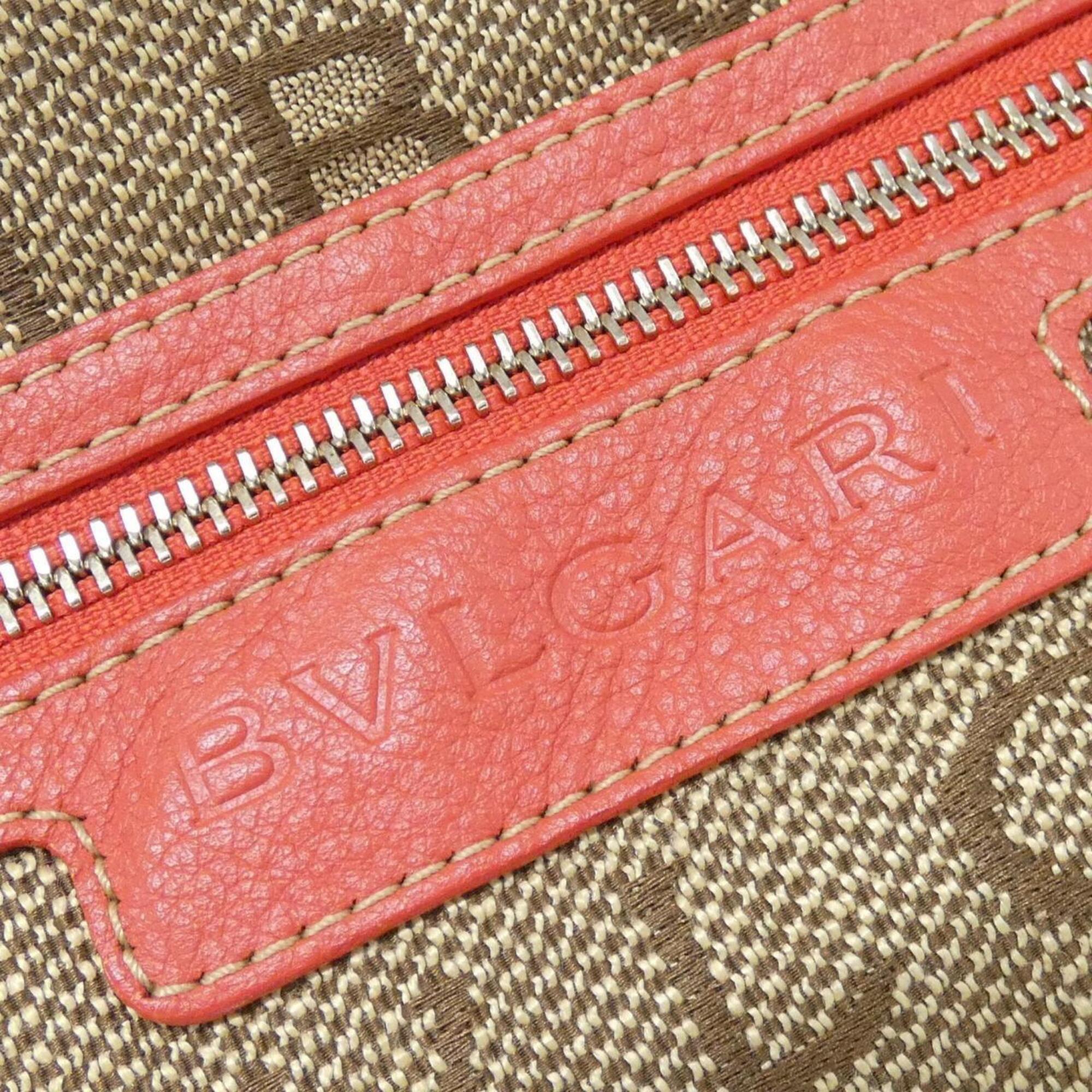 Bvlgari Beige Orange Canvas Handbag (Pre-Owned)