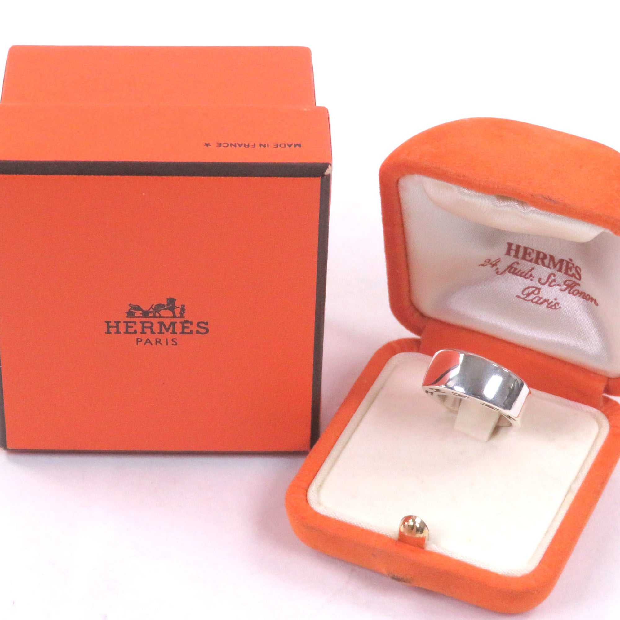 Hermes Silver Silver 925 Band Ring (Pre-Owned)