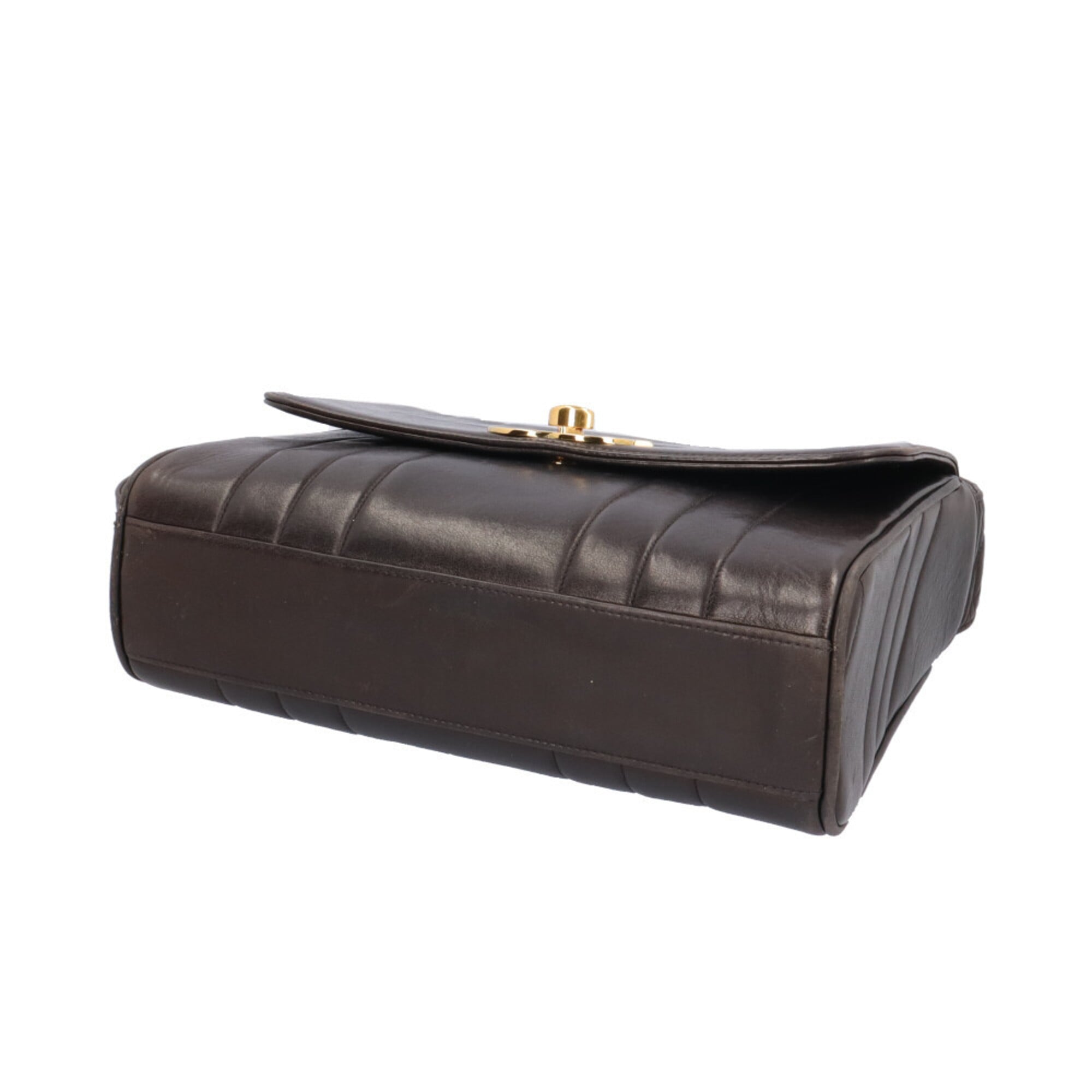 Chanel Mademoiselle Black Leather Handbag Shoulder Bag (Pre-Owned)