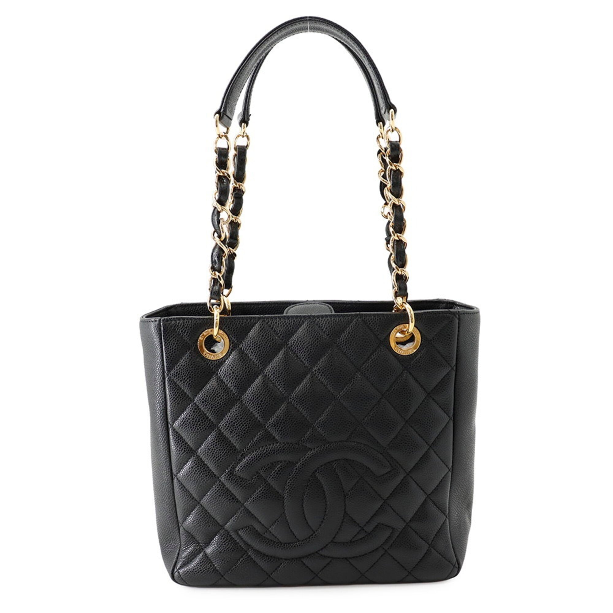 Chanel Matelasse Black Grained Calfskin Handbag Tote Bag (Pre-Owned)