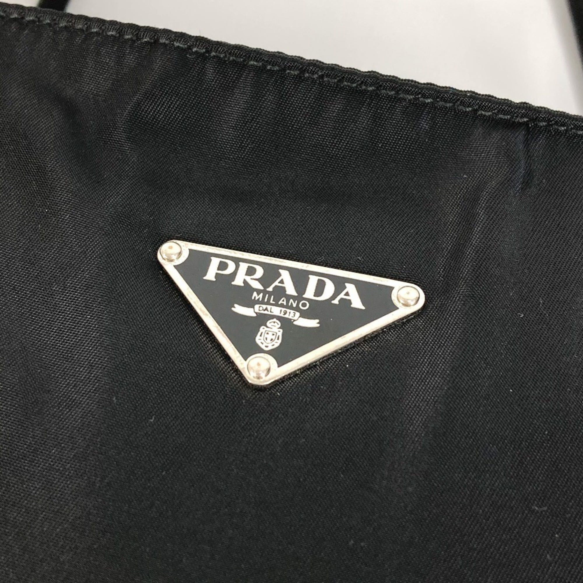 Prada Black Nylon Leather Shoulder Bag Tote Bag (Pre-Owned)