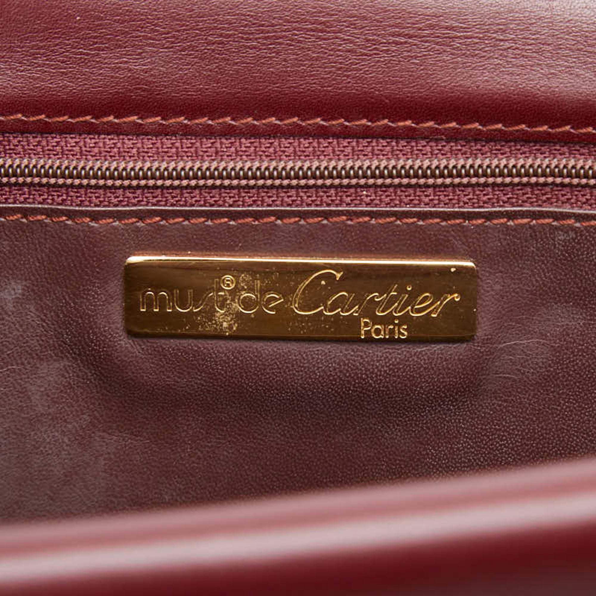 Cartier Must Bordeaux Wine Red Leather Shoulder Bag (Pre-Owned)