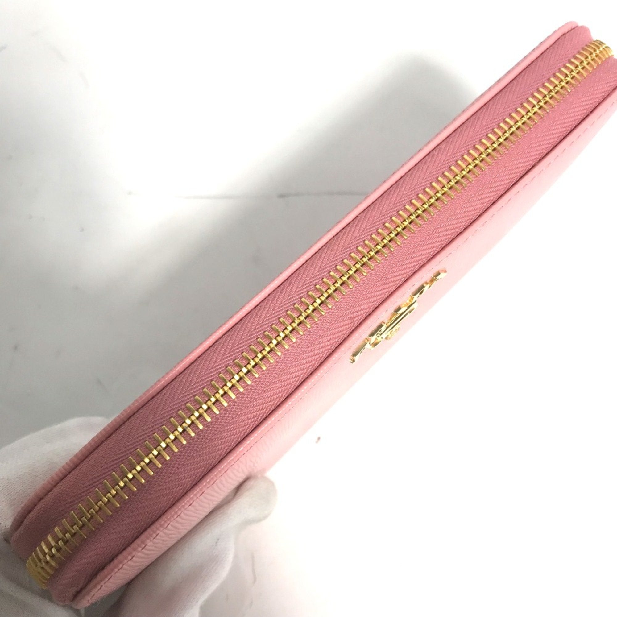 Prada Pink Leather Long Wallet (Bi-Fold) (Pre-Owned)