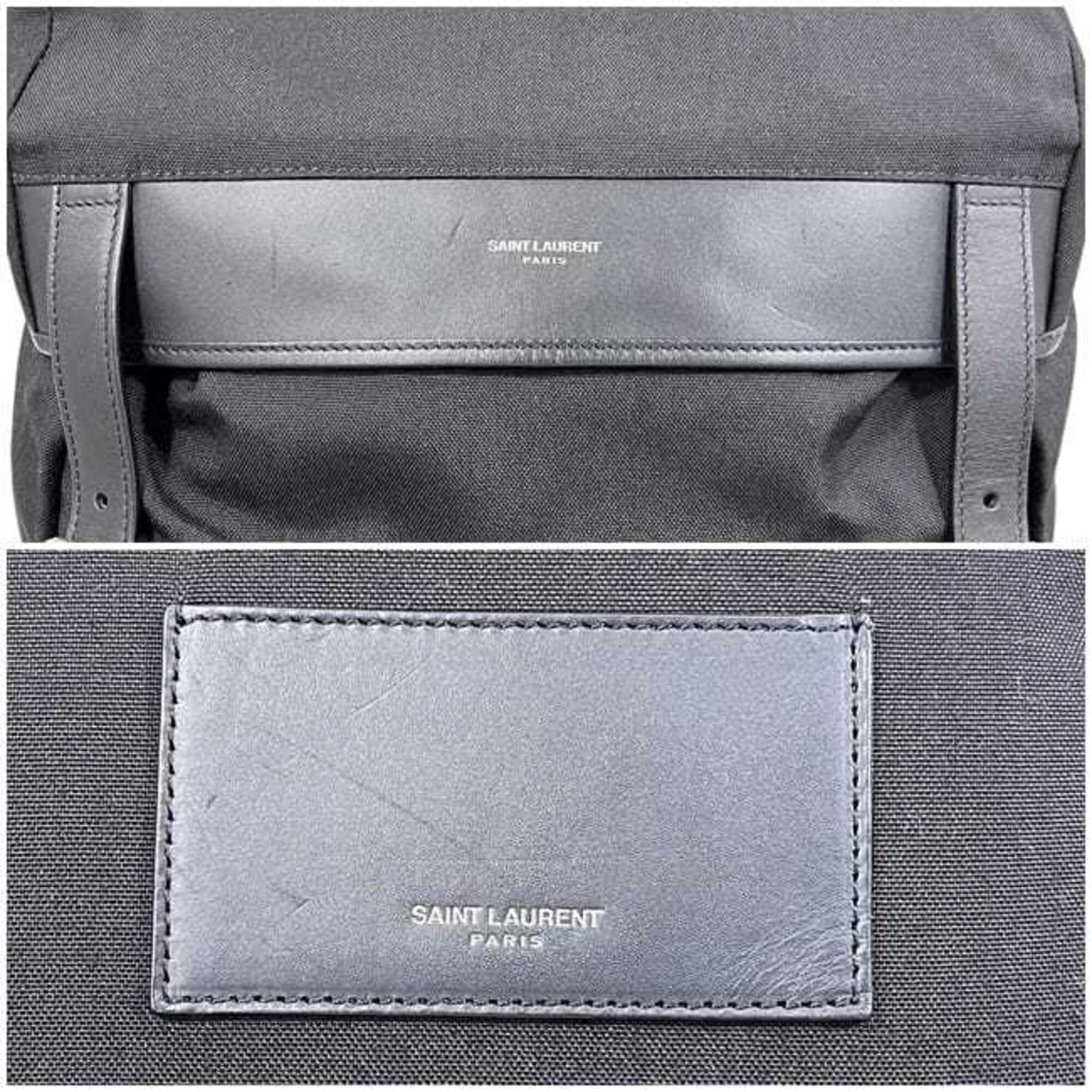 Saint Laurent Black Canvas Leather Backpack (Pre-Owned)