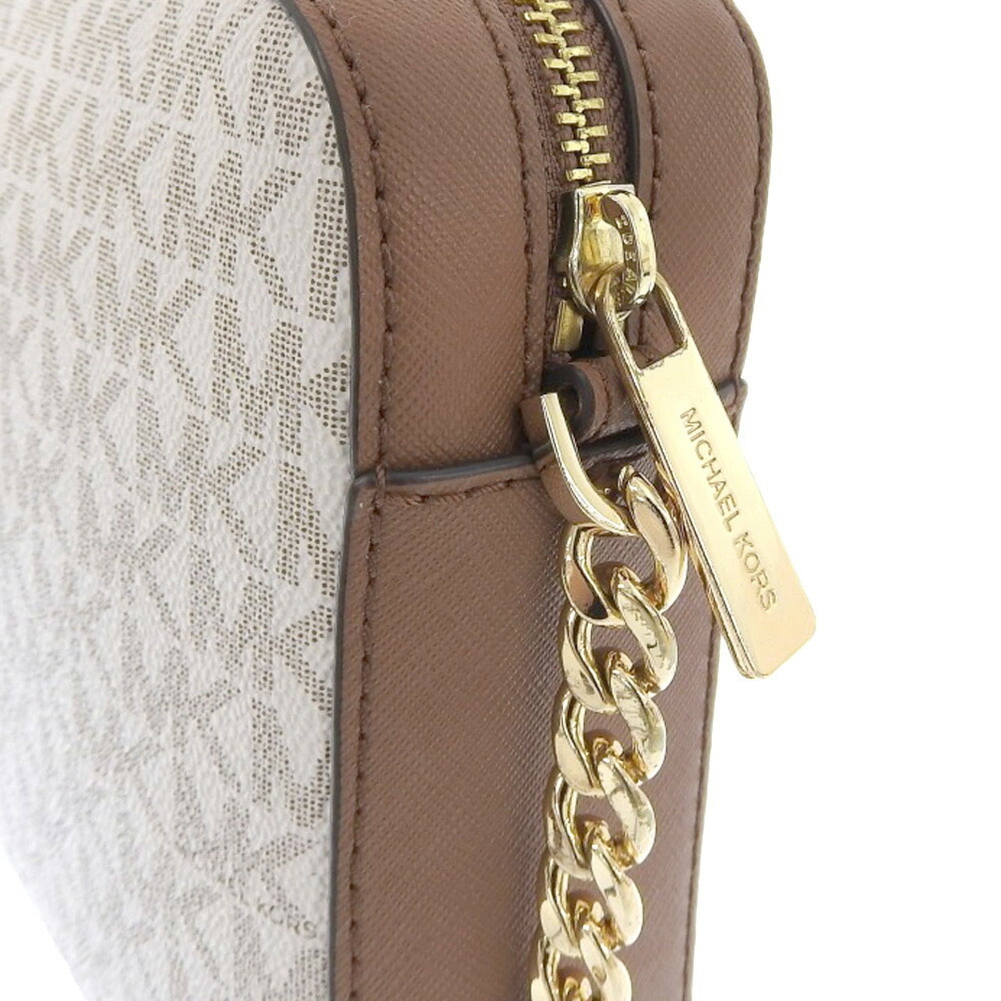 Michael Kors Brown White Pvc Shoulder Bag (Pre-Owned)