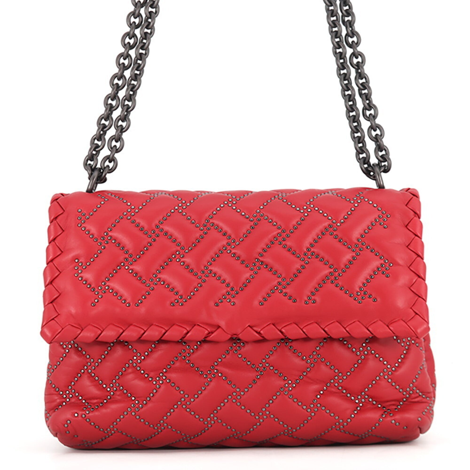 Bottega Veneta Red Color Leather Handbag Shoulder Bag (Pre-Owned)