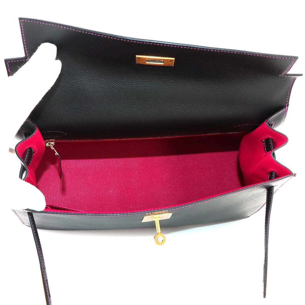 Hermes Black Pink Epsom Leather Handbag (Pre-Owned)