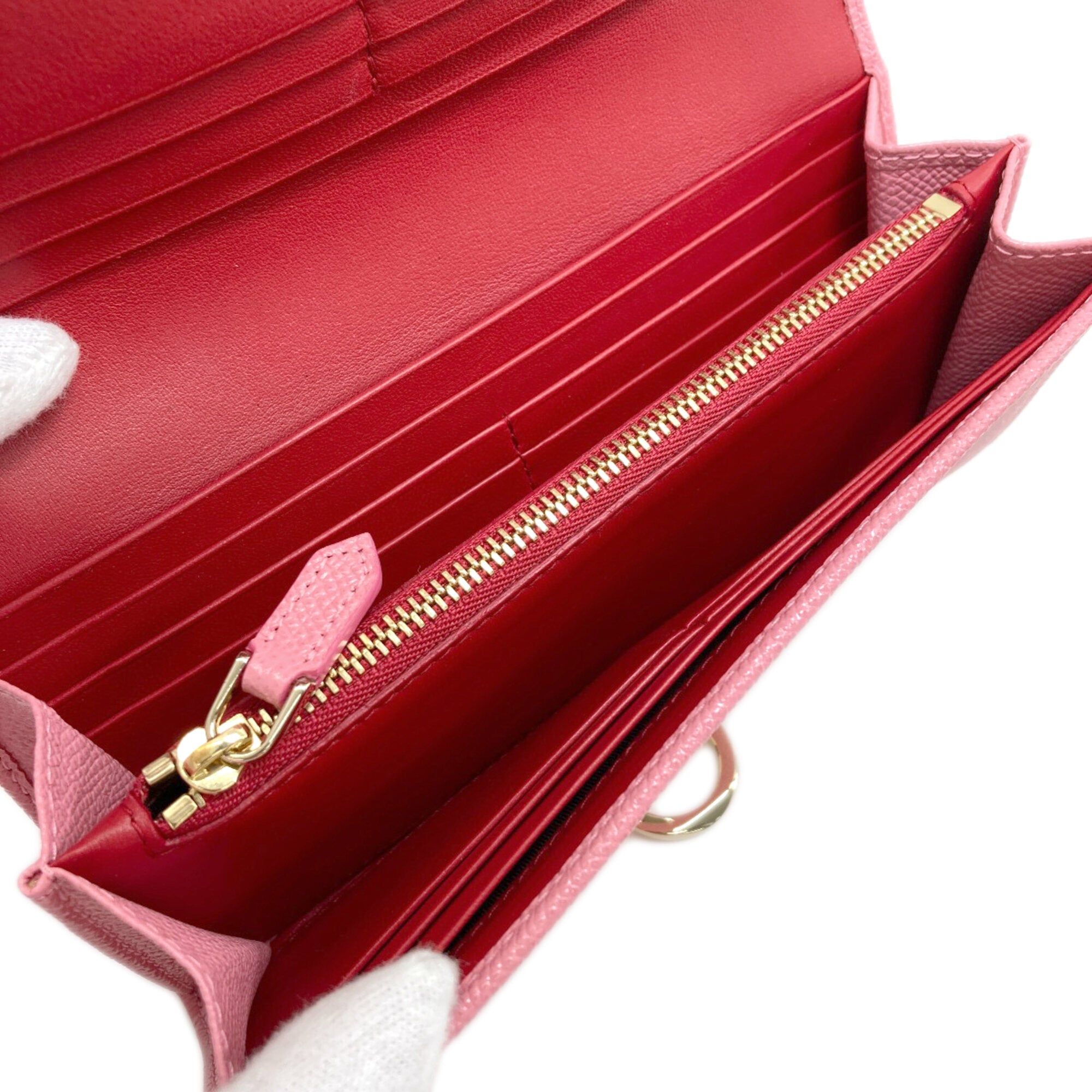 Bvlgari Pink Leather Long Wallet (Bi-Fold) (Pre-Owned)
