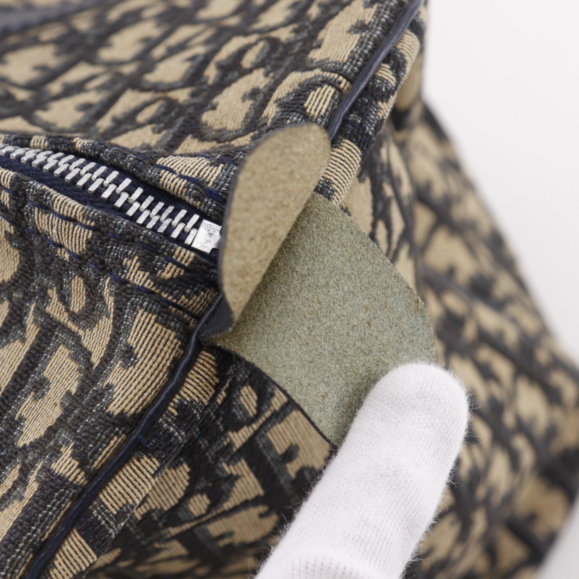 Christian Dior Navy Canvas Boston Bag Handbag (Pre-Owned)
